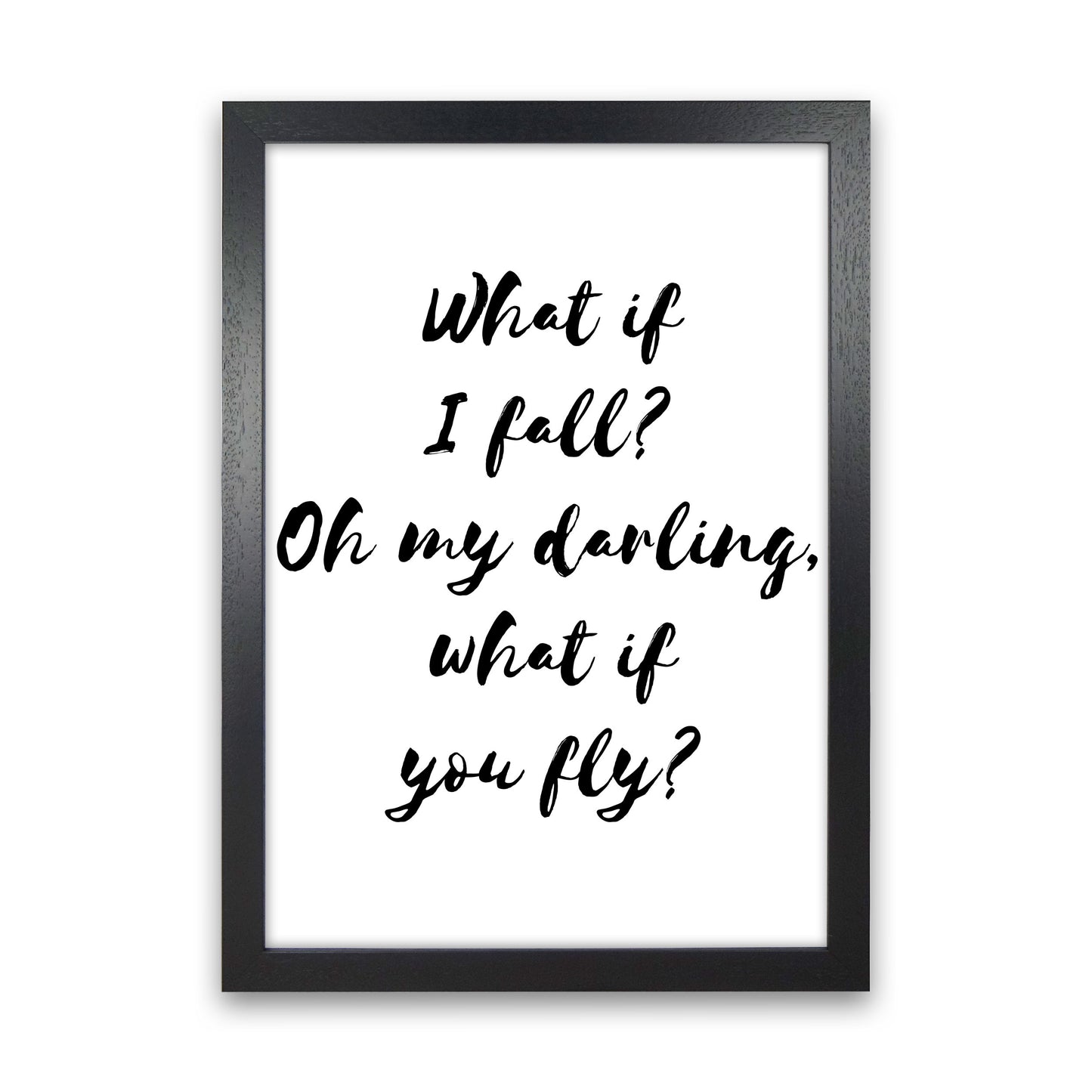 What If I Fall? Black Modern Print Black Grain