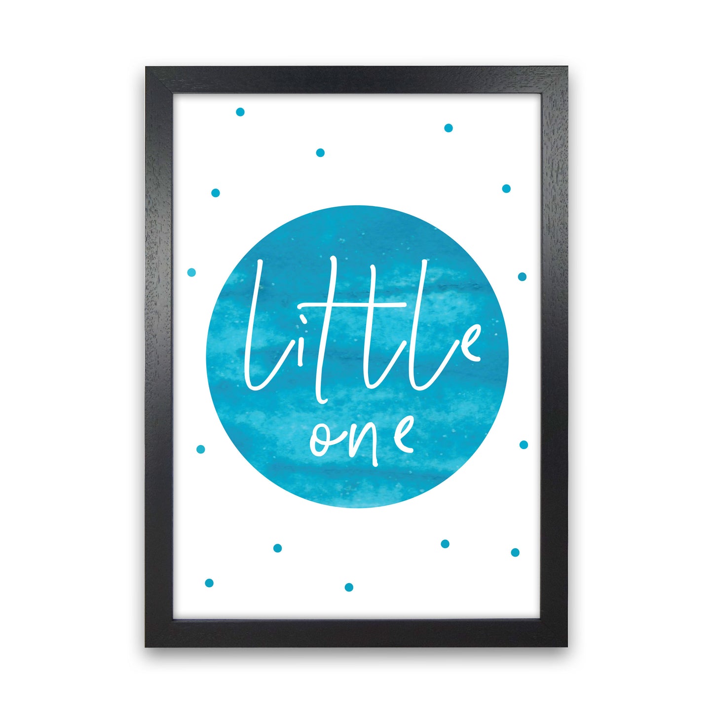 Little One Turquoise Watercolour Modern Print Black Grain