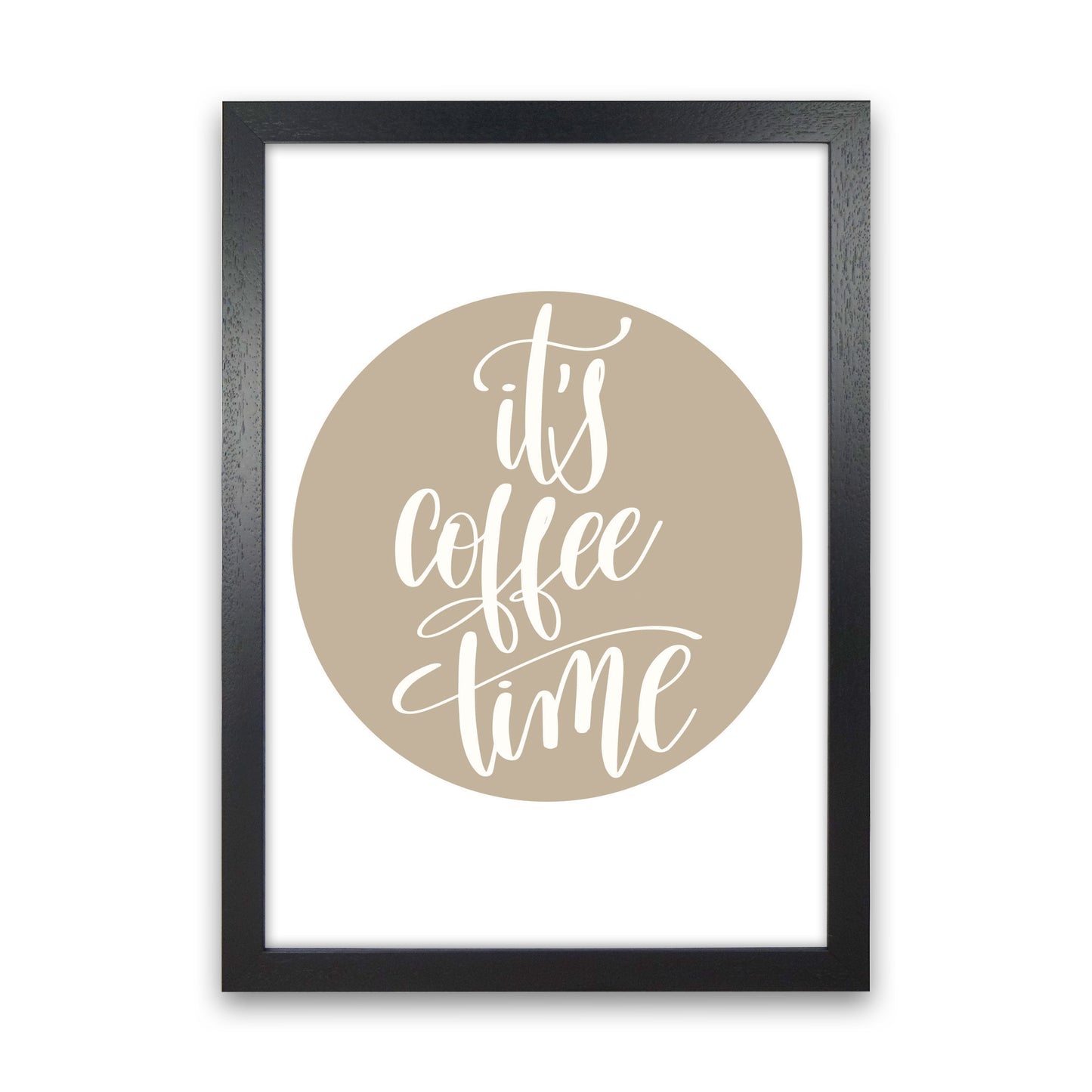 It's Coffee Time Framed Typography Wall Art Print Black Grain