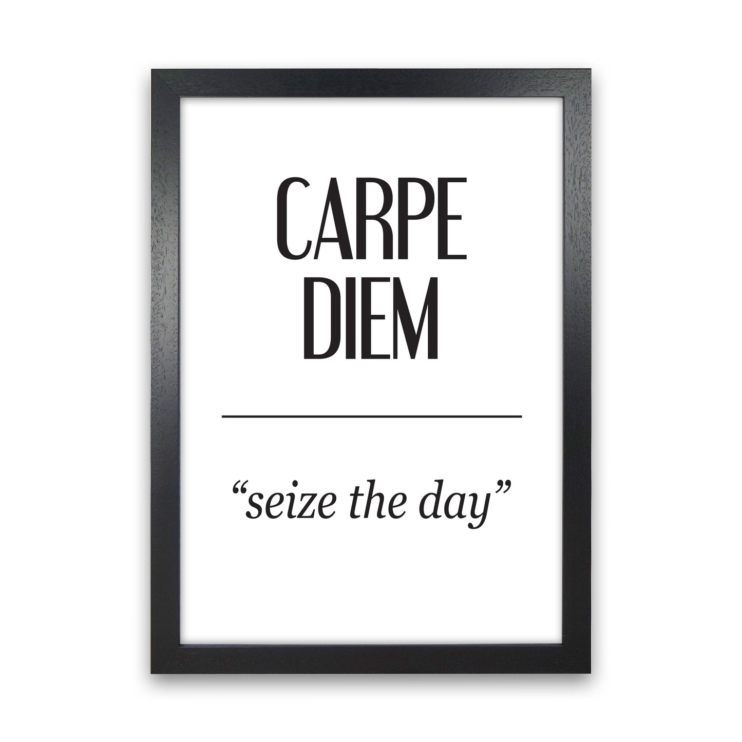 Carpe Diem Framed Typography Wall Art Print Black Grain