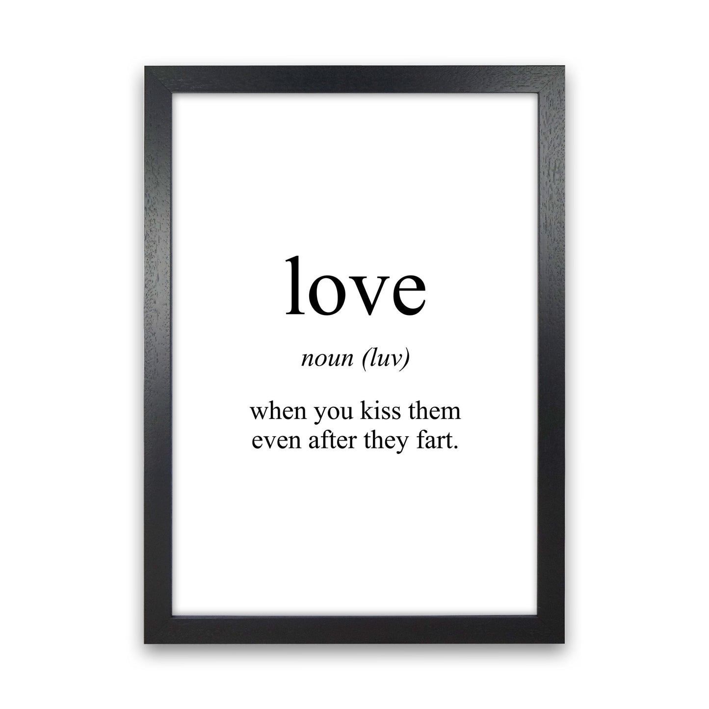 Love Framed Typography Wall Art Print Black Grain