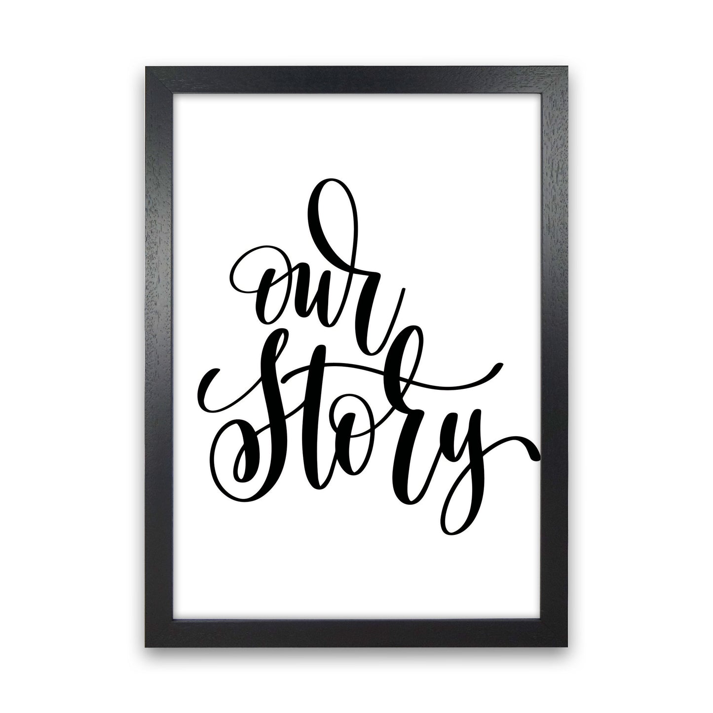 Our Story Framed Typography Wall Art Print Black Grain