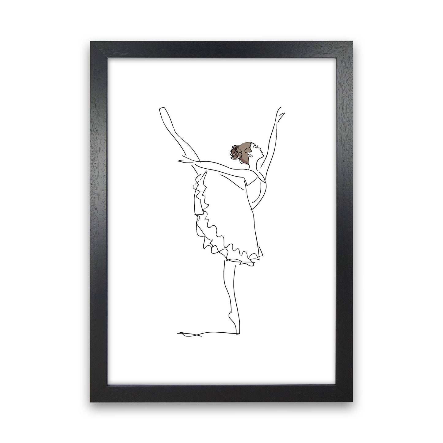Ballet Dancer Line Drawing Modern Print Black Grain