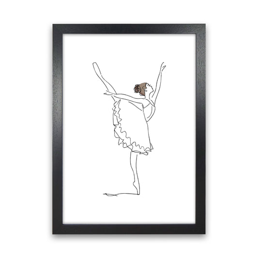 Ballet Dancer Line Drawing Modern Print Black Grain