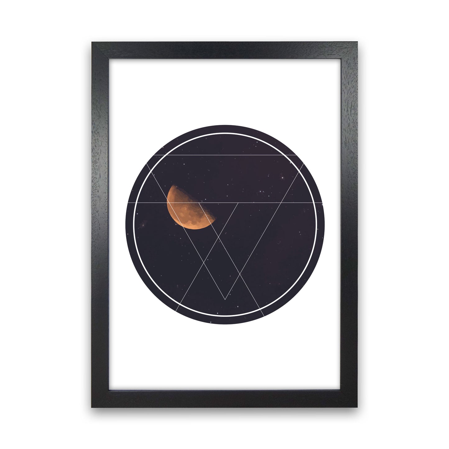 Black Moon Circle Modern Print Black Grain
