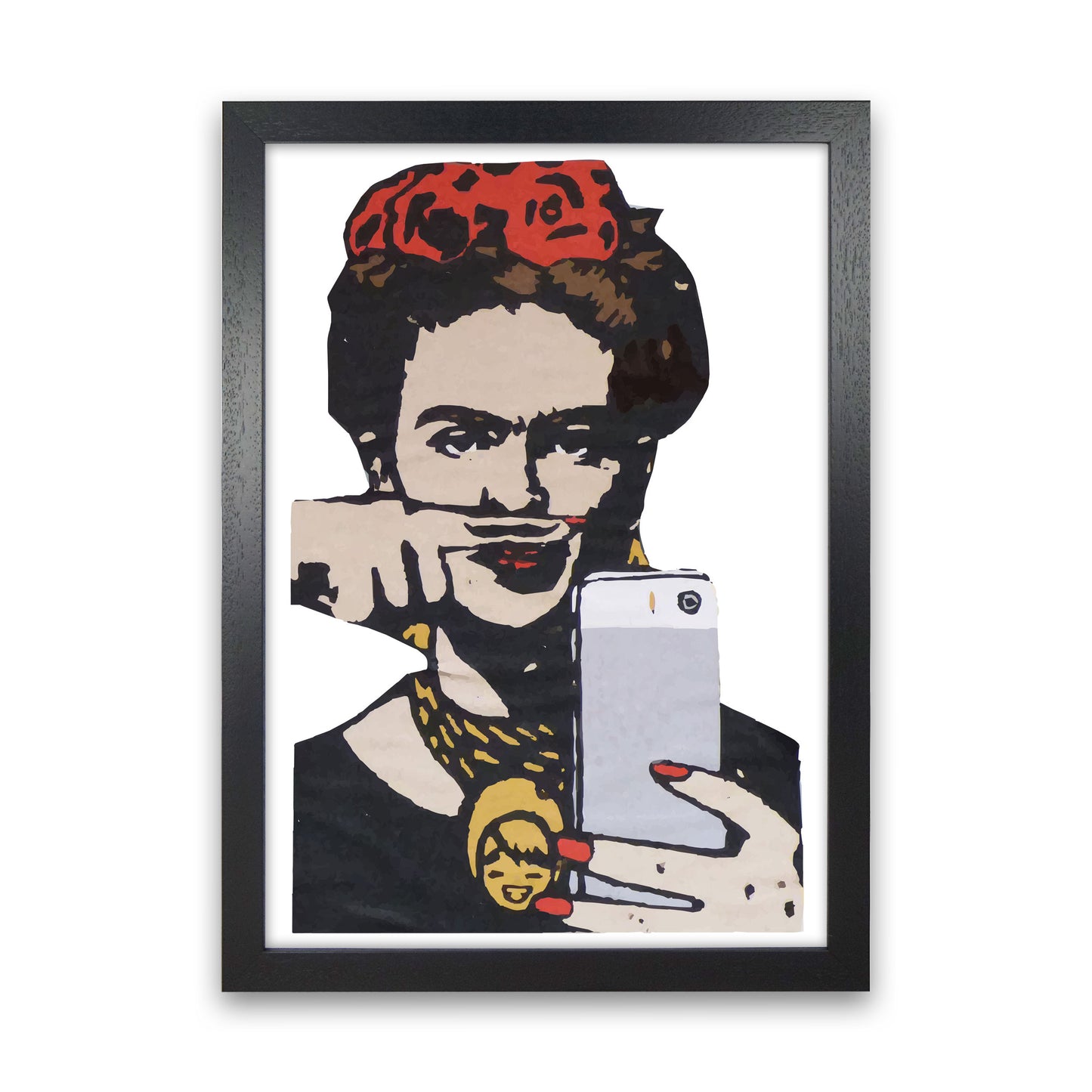 Urban Frida Kahlo Modern Print Black Grain