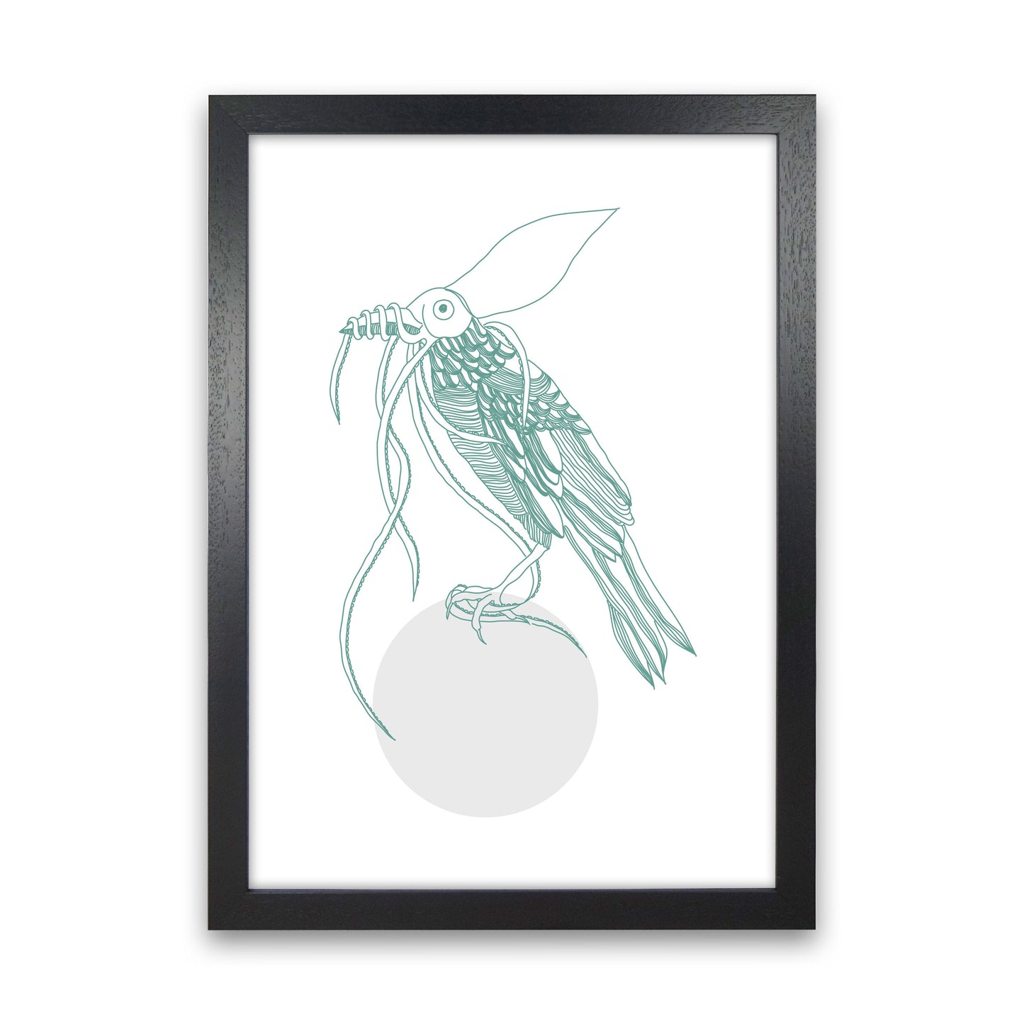 Marine Animals Bird Modern Print Animal Art Print Black Grain
