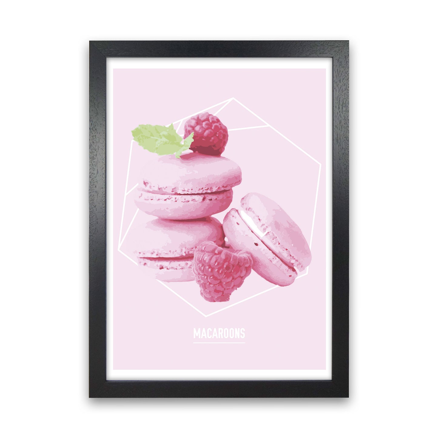 Pink Macaroons Modern Print Black Grain