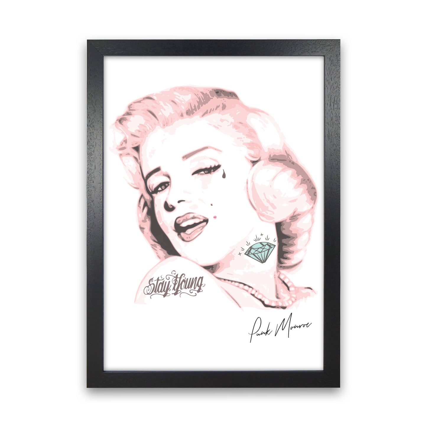 Pink Punk Monroe Modern Print Black Grain