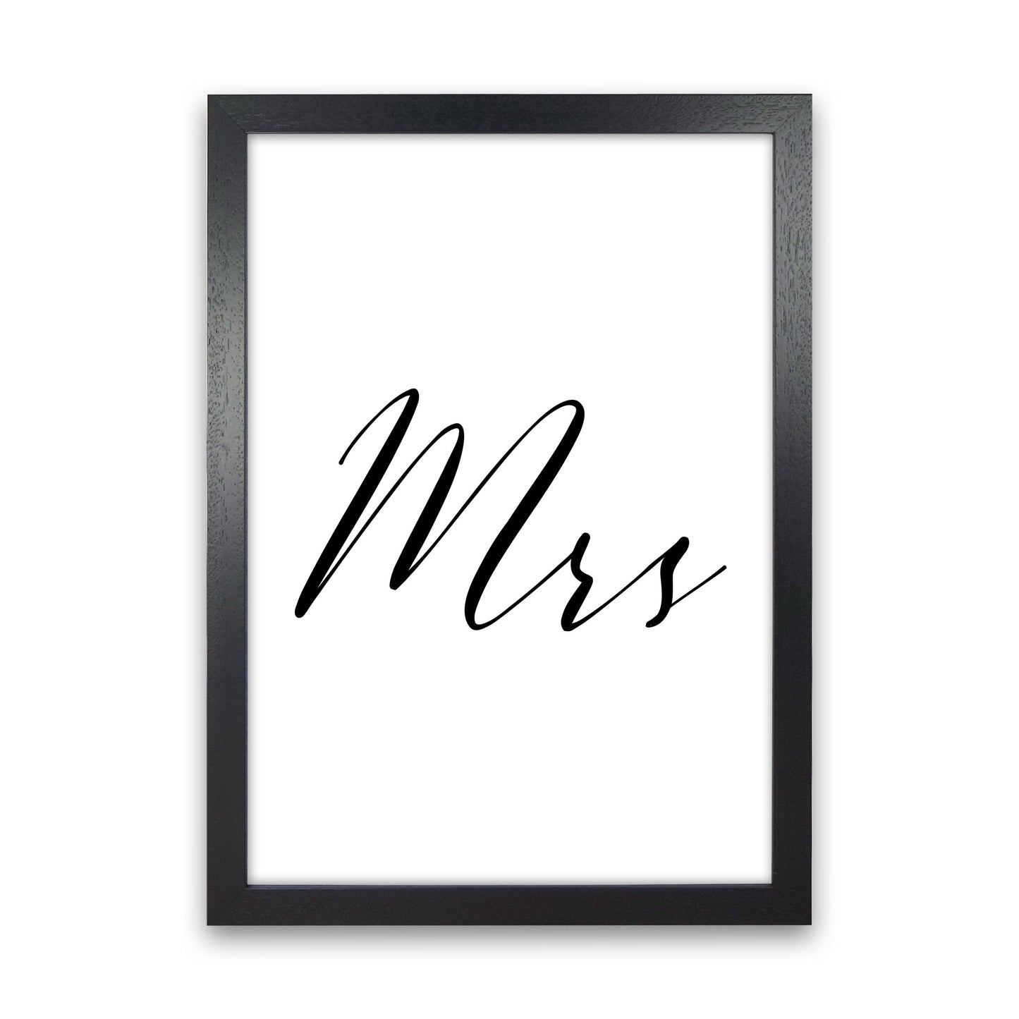 Mrs Framed Typography Wall Art Print Black Grain