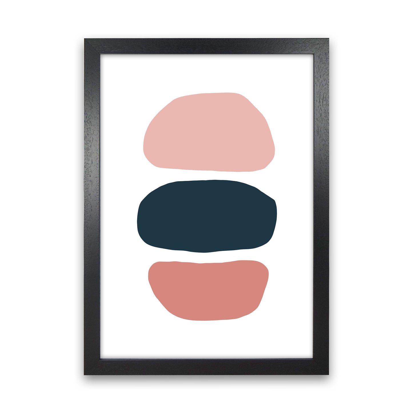 Pink And Navy Abstract Stones 1 Art Print by Pixy Paper Black Grain