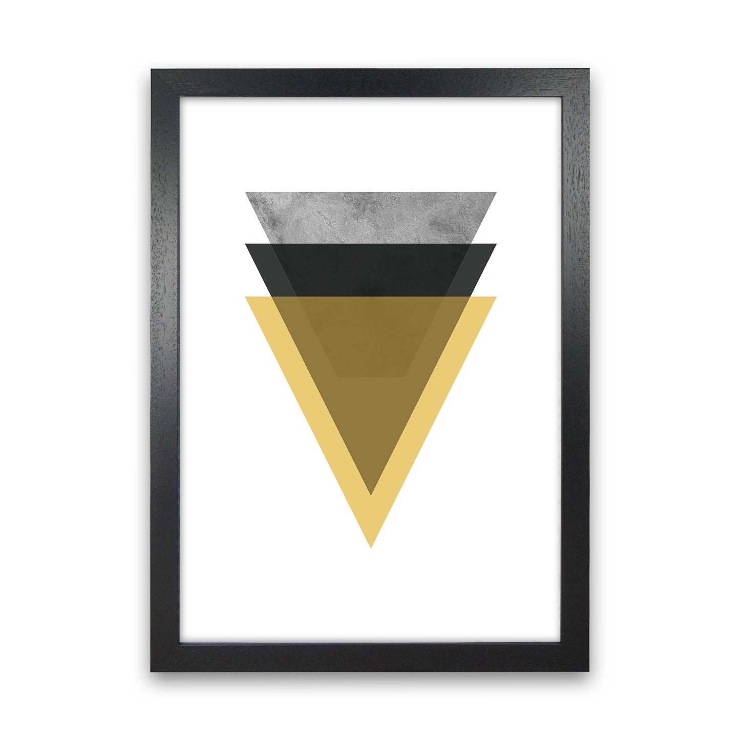 Geometric Mustard And Black Triangles Art Print by Pixy Paper Black Grain