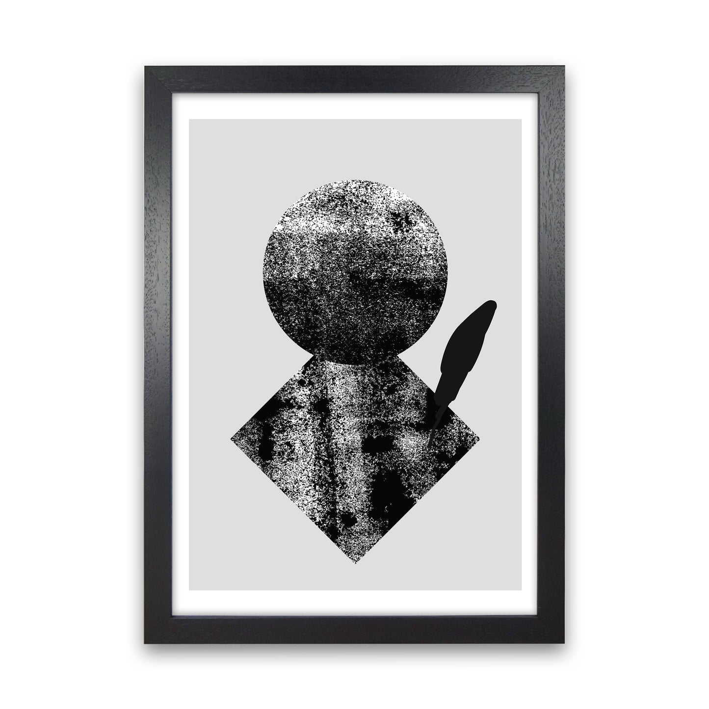 Graffiti Black And Grey Circle Leaf Art Print by Pixy Paper Black Grain