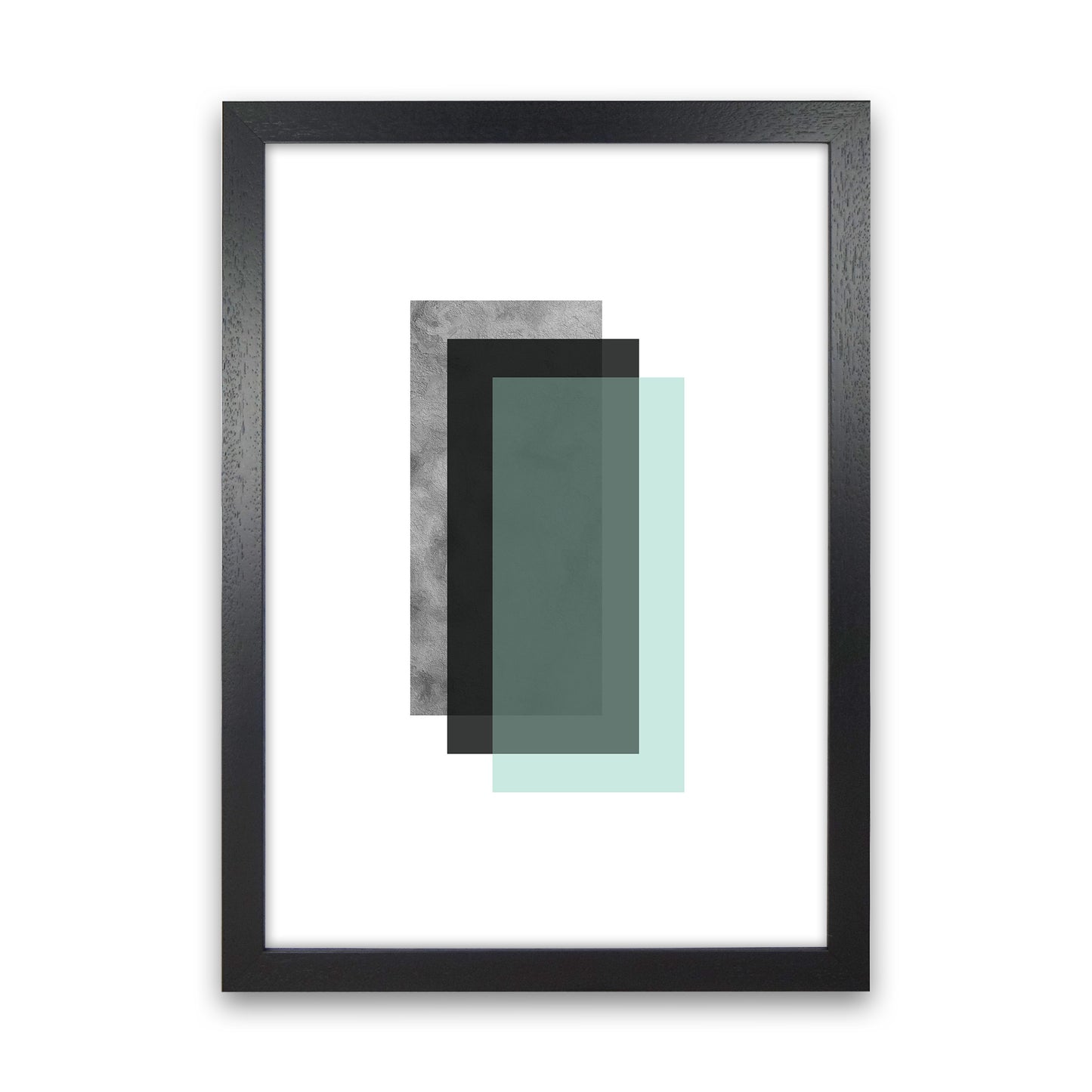 Geometric Mint And Black Rectangles Art Print by Pixy Paper Black Grain