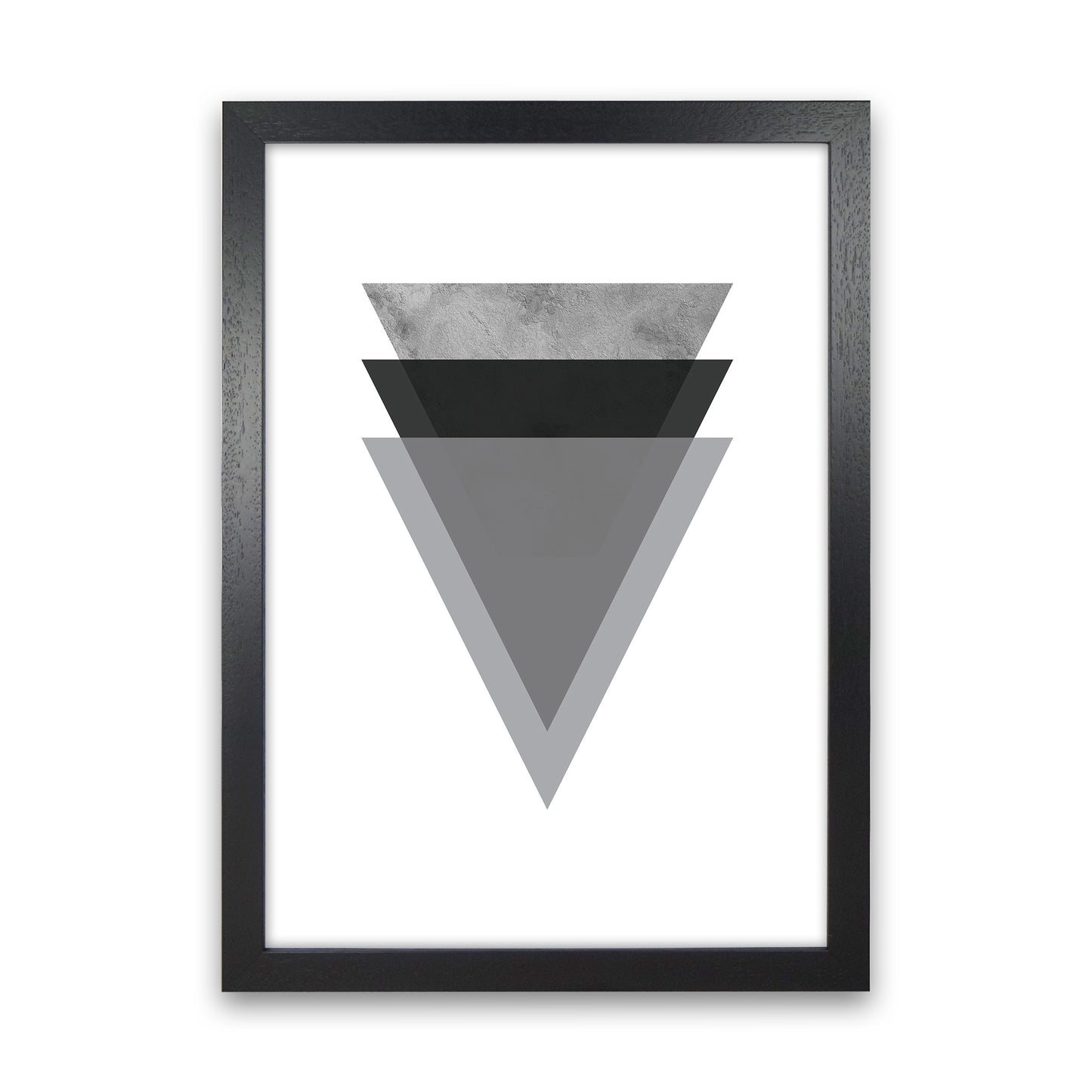 Geometric Grey And Black Triangles Art Print by Pixy Paper Black Grain