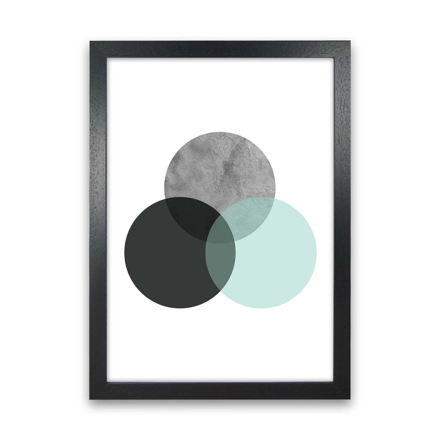 Geometric Mint And Black Circles Art Print by Pixy Paper Black Grain