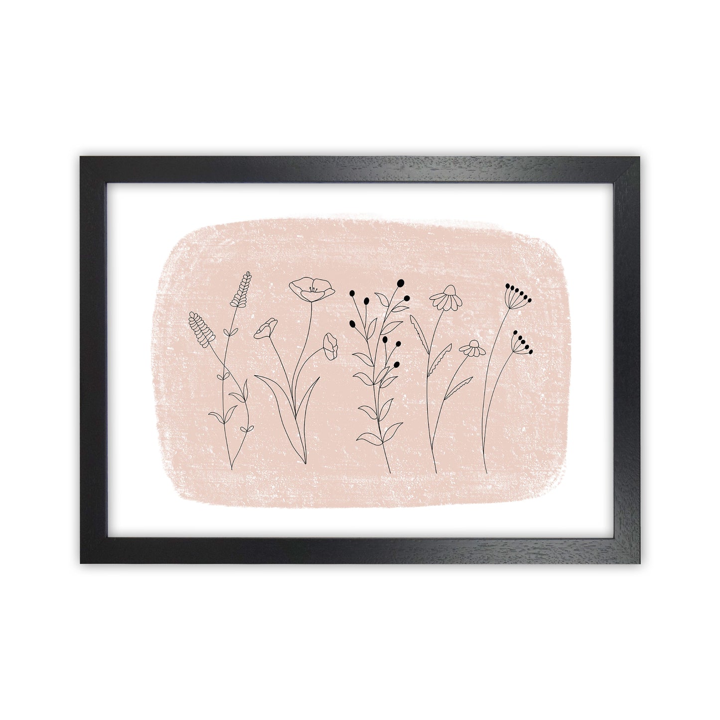 Dalia Chalk Landscape Floral Art Print by Pixy Paper Black Grain
