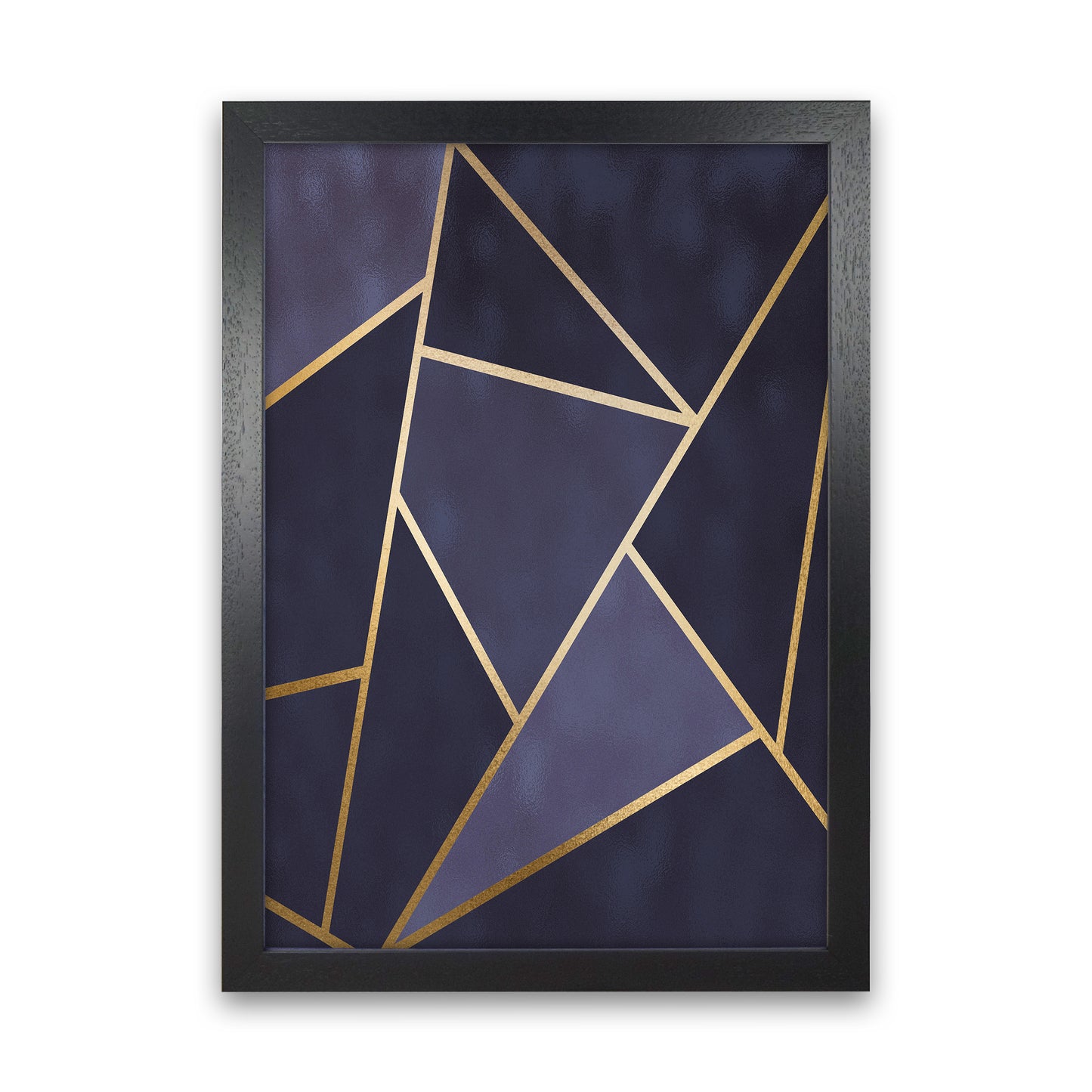 Lux Navy And Gold Geo Print Art Print by Pixy Paper Black Grain