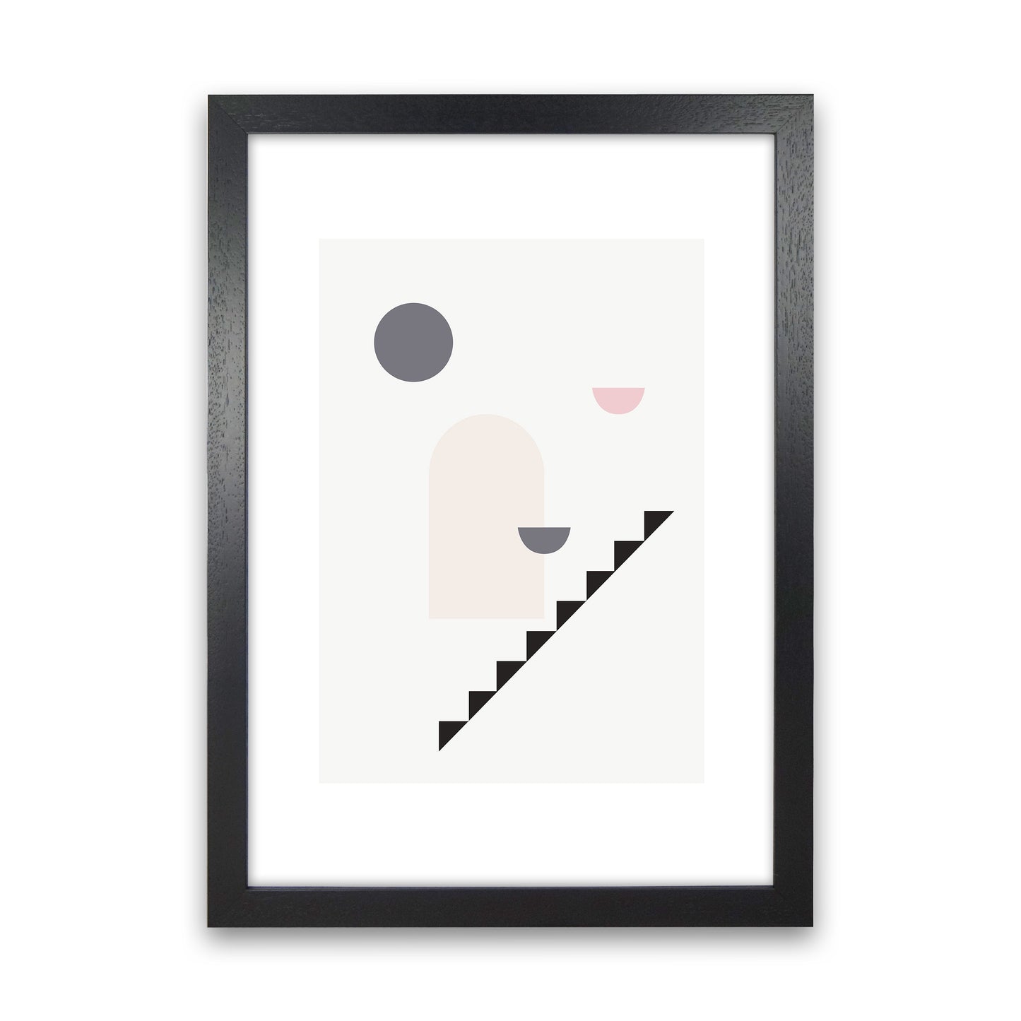 Mila Pink Stairs Right N16 Art Print by Pixy Paper Black Grain