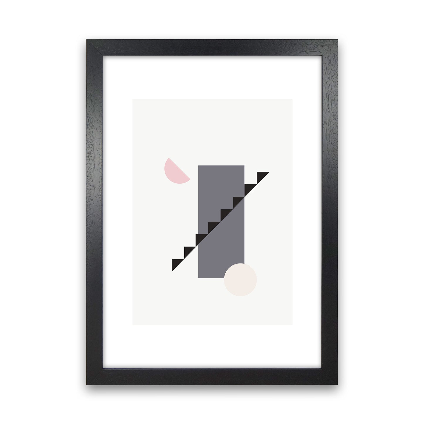 Mila Pink Abstract N12 Art Print by Pixy Paper Black Grain