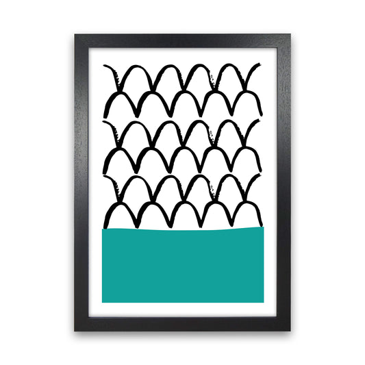 Teal Fishscales Neon Funk  Art Print by Pixy Paper Black Grain