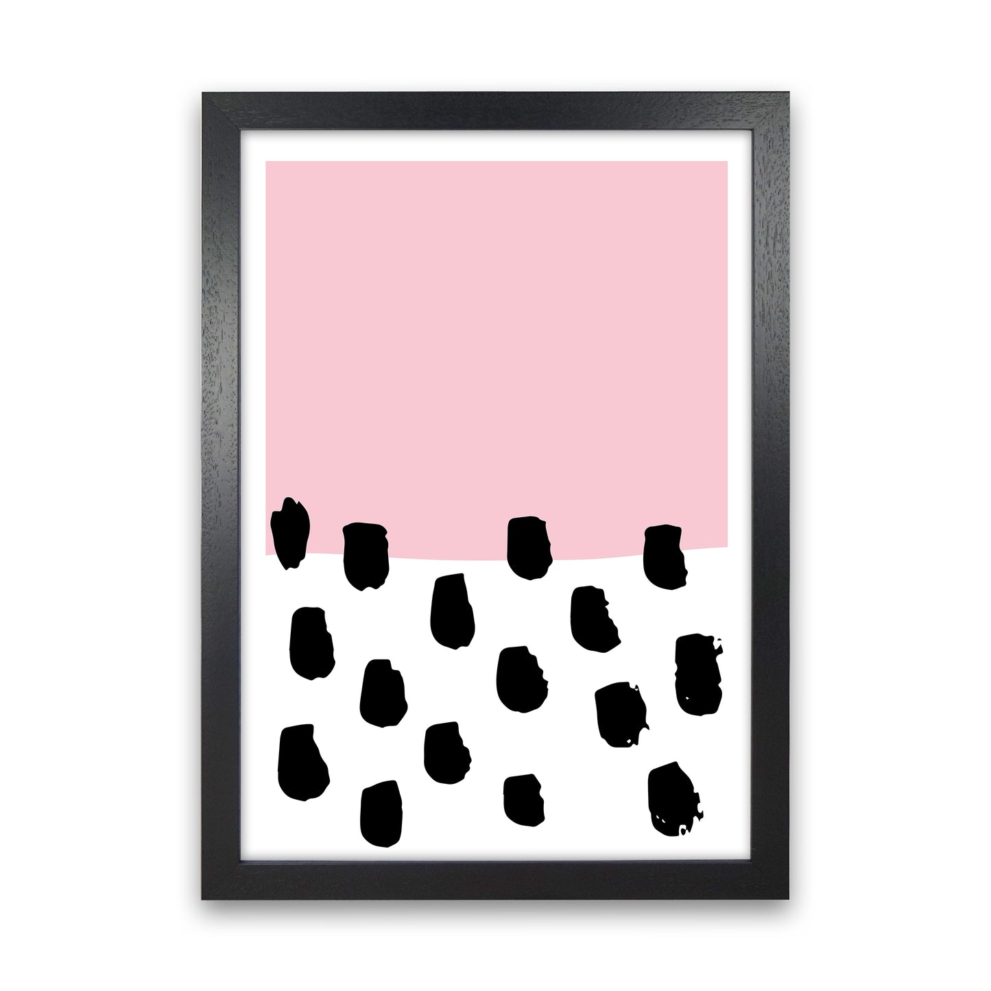 Pink Polka Neon Funk Art Print by Pixy Paper Black Grain
