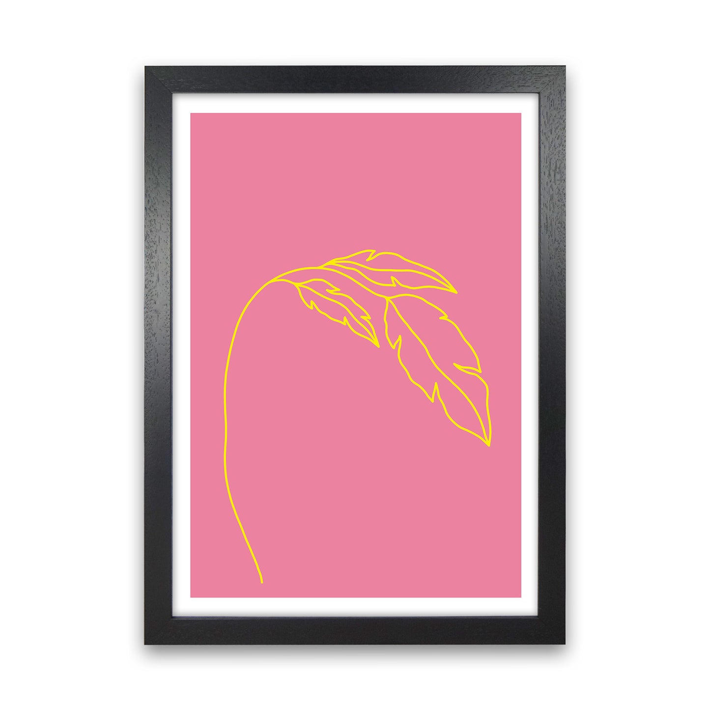 Plant Pink Neon Funk Art Print by Pixy Paper Black Grain