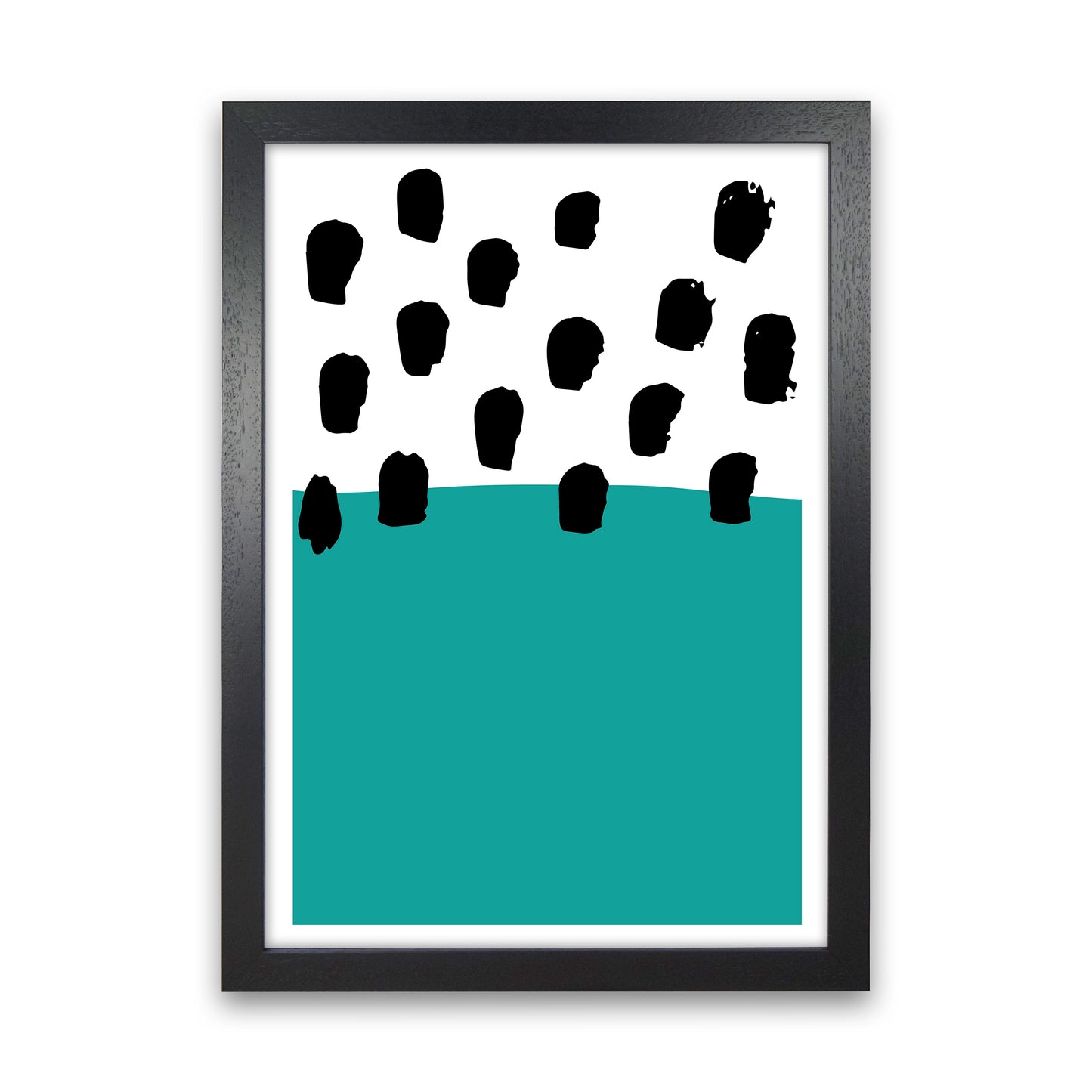 Teal Polka Neon Funk Art Print by Pixy Paper Black Grain