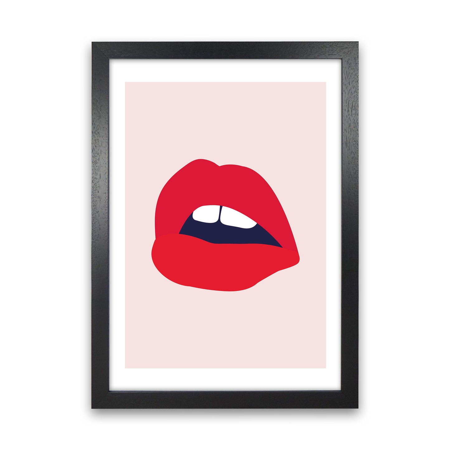 Red Lips Salmon Back Art Print by Pixy Paper Black Grain