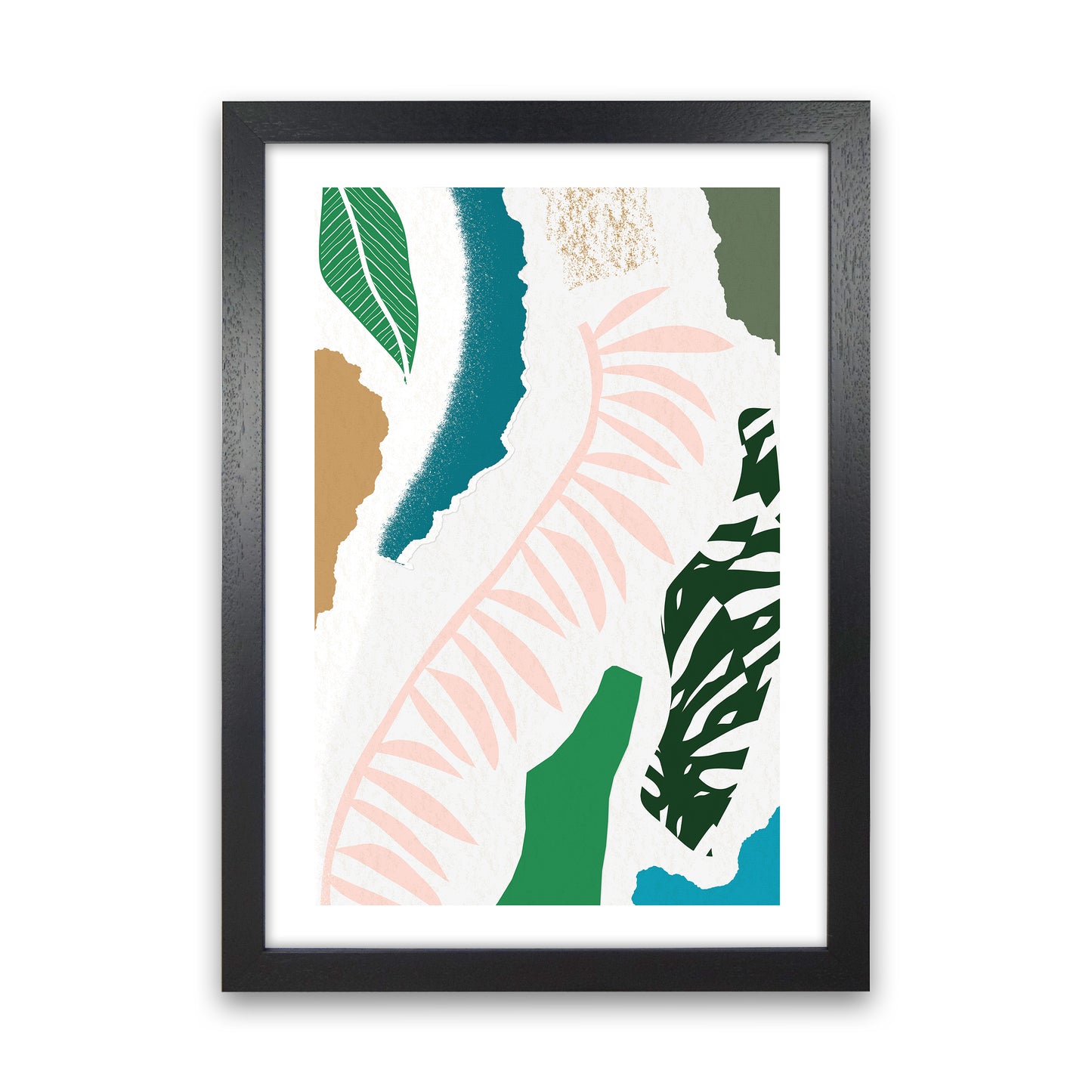 Pink Leaf Jungle Abstract Art Print by Pixy Paper Black Grain