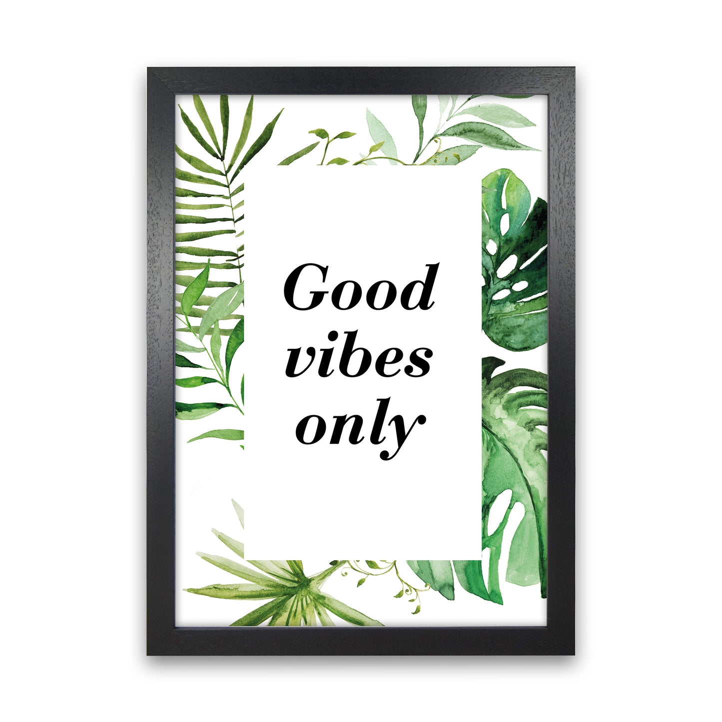 Good Vibes Only Exotic Art Print by Pixy Paper Black Grain