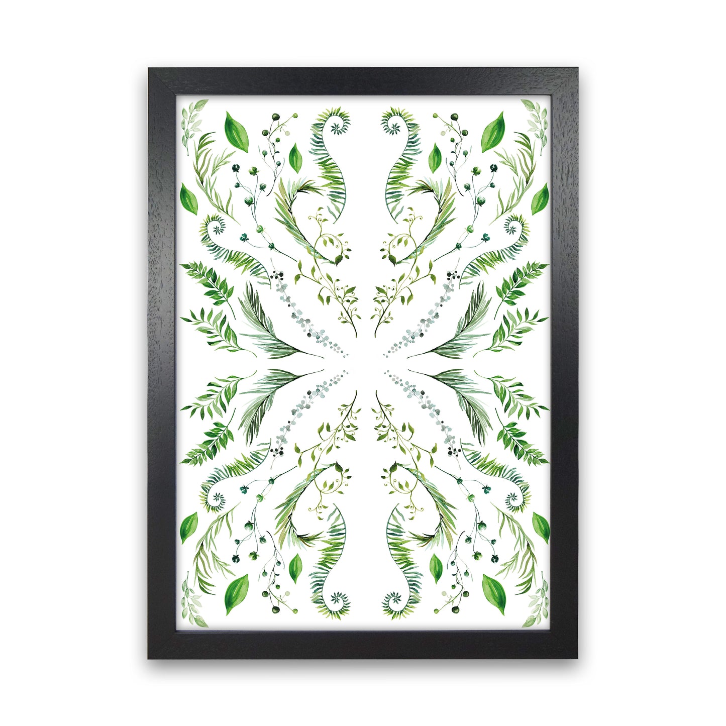 Mirrored Plants Exotic Art Print by Pixy Paper Black Grain