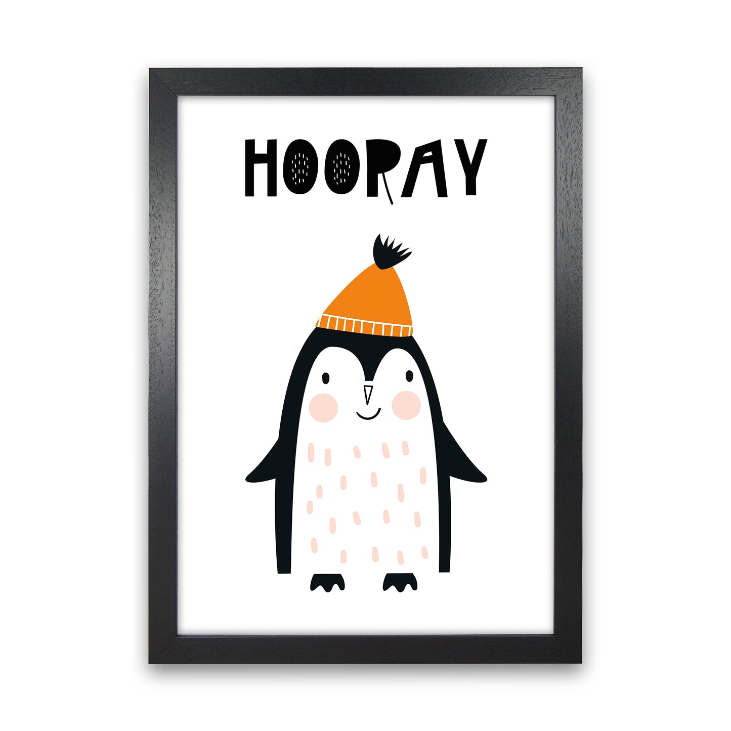 Hooray Penguin Animal Art Print by Pixy Paper Black Grain