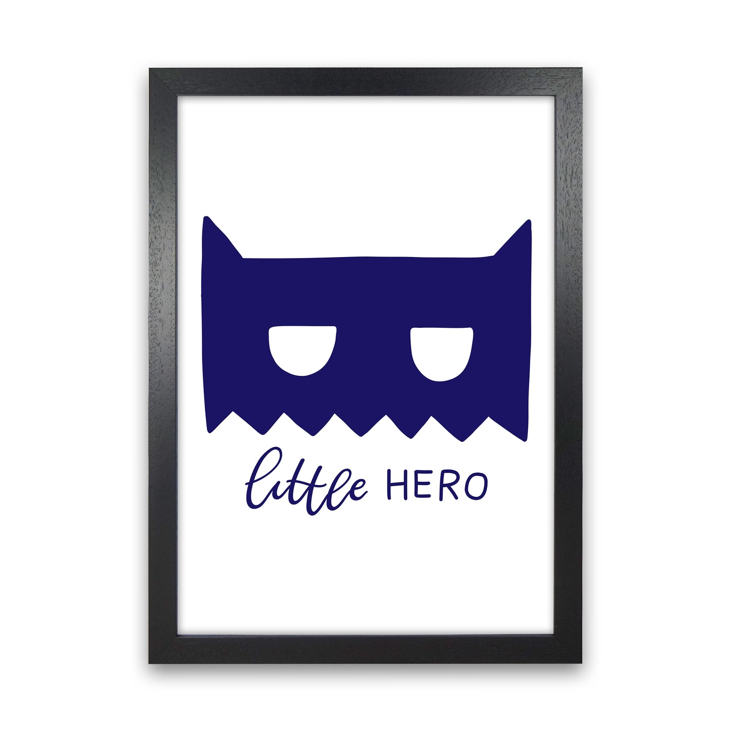 Little Hero Mask Navy Super Scandi Art Print by Pixy Paper Black Grain