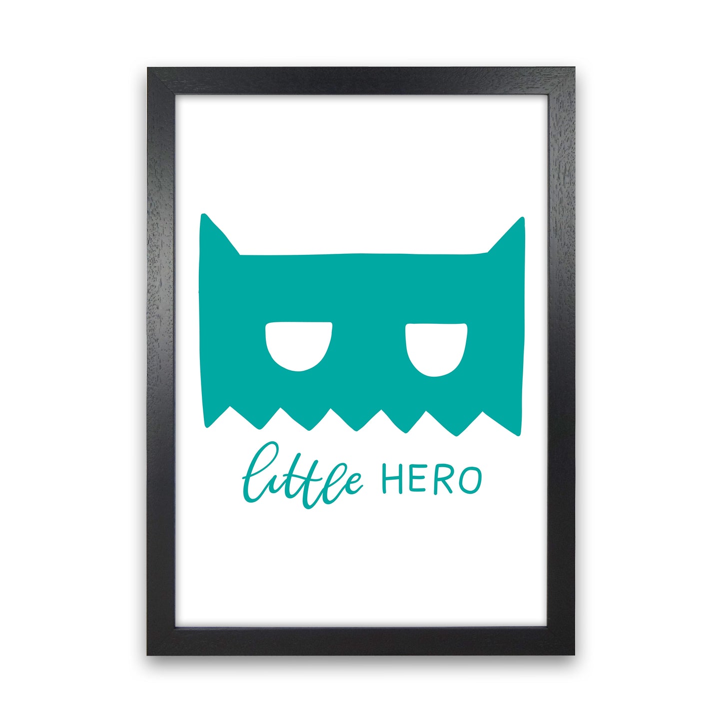 Little Hero Mask Teal Super Scandi Art Print by Pixy Paper Black Grain