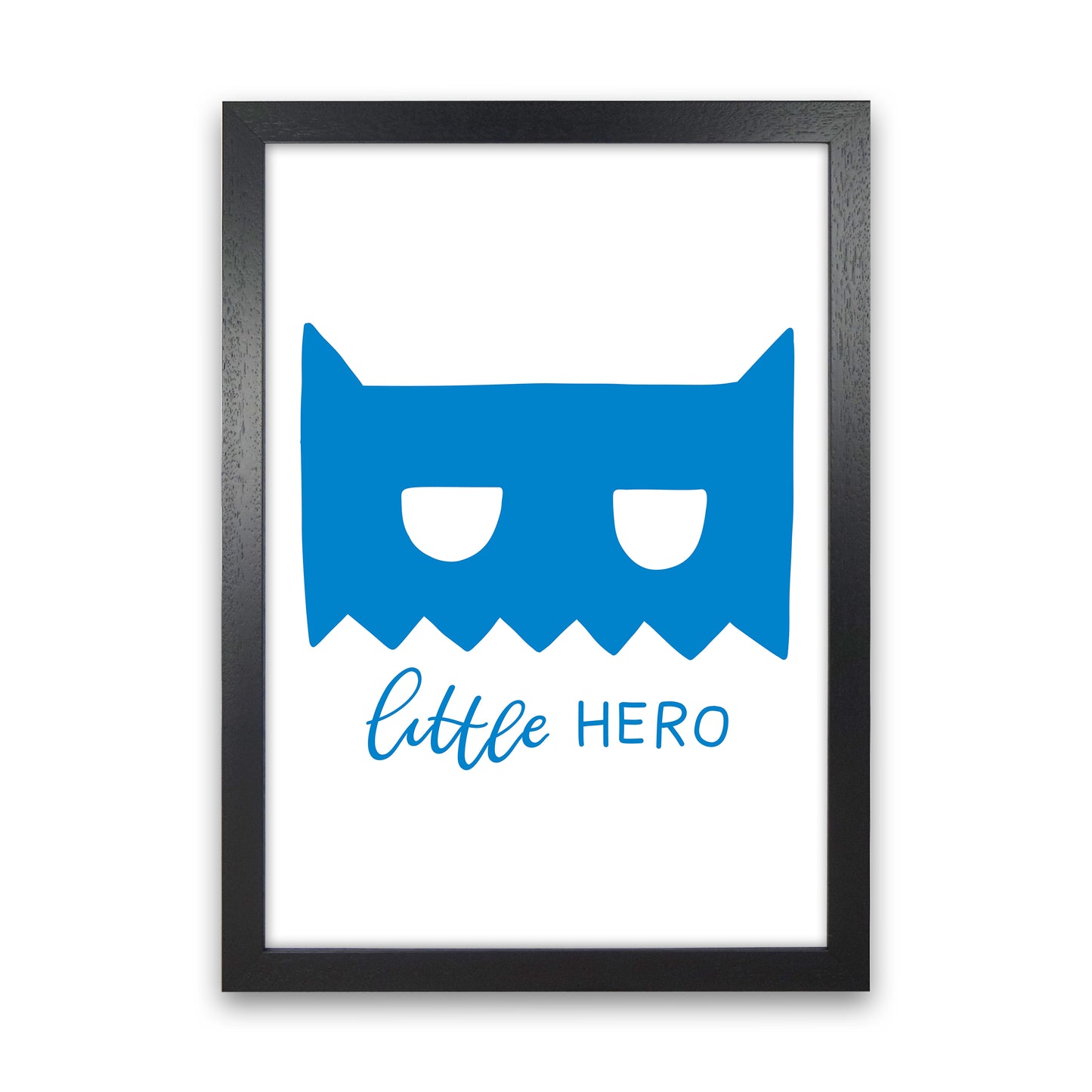 Little Hero Mask Blue Super Scandi Art Print by Pixy Paper Black Grain