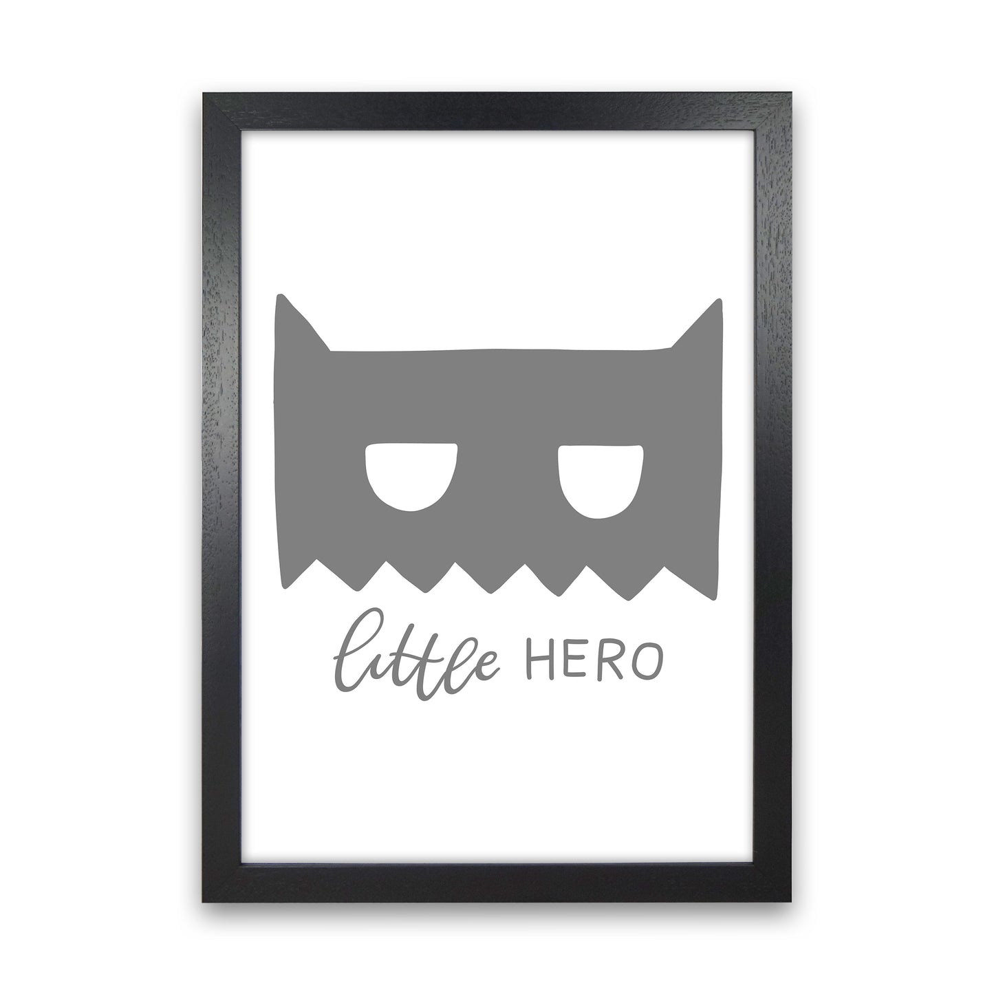 Little Hero Mask Super Scandi Grey Art Print by Pixy Paper Black Grain