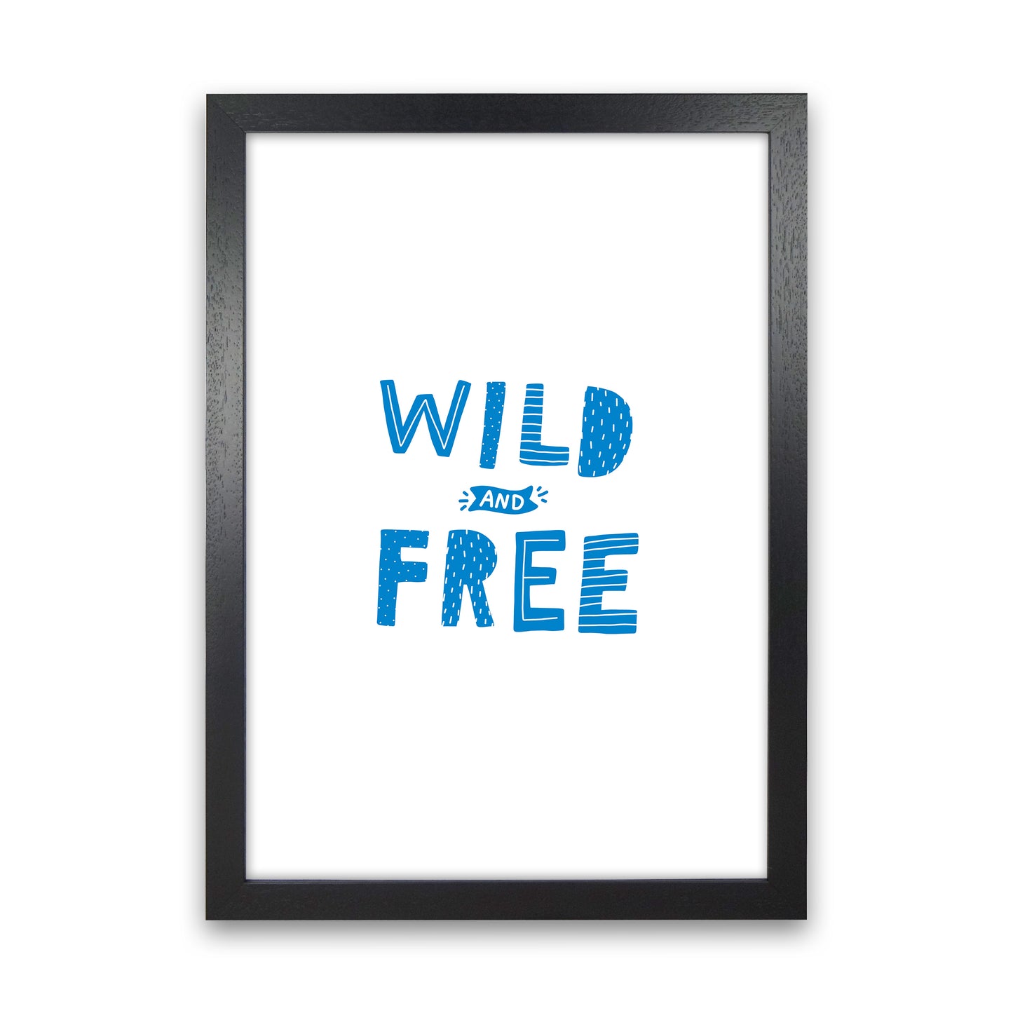 Wild And Free Blue Super Scandi Art Print by Pixy Paper Black Grain