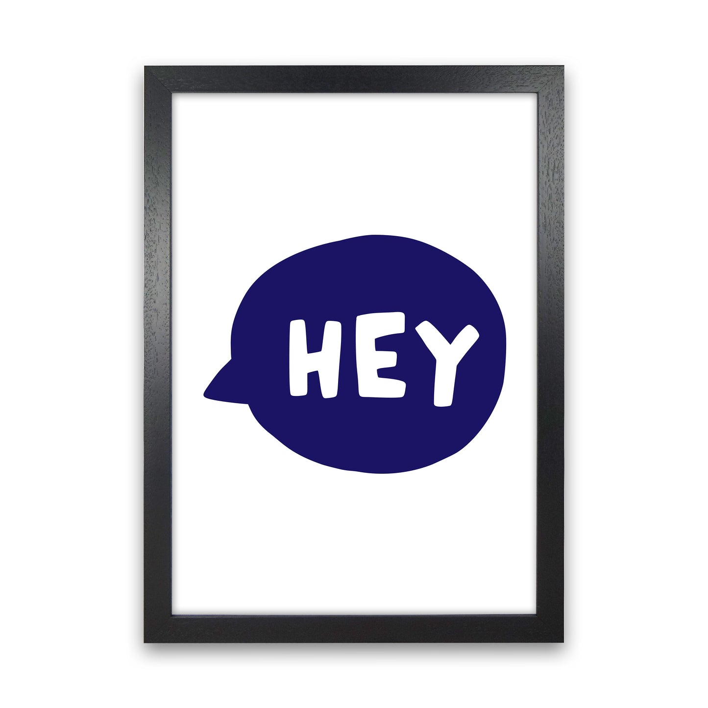 Hey Bubble Navy Super Scandi Art Print by Pixy Paper Black Grain