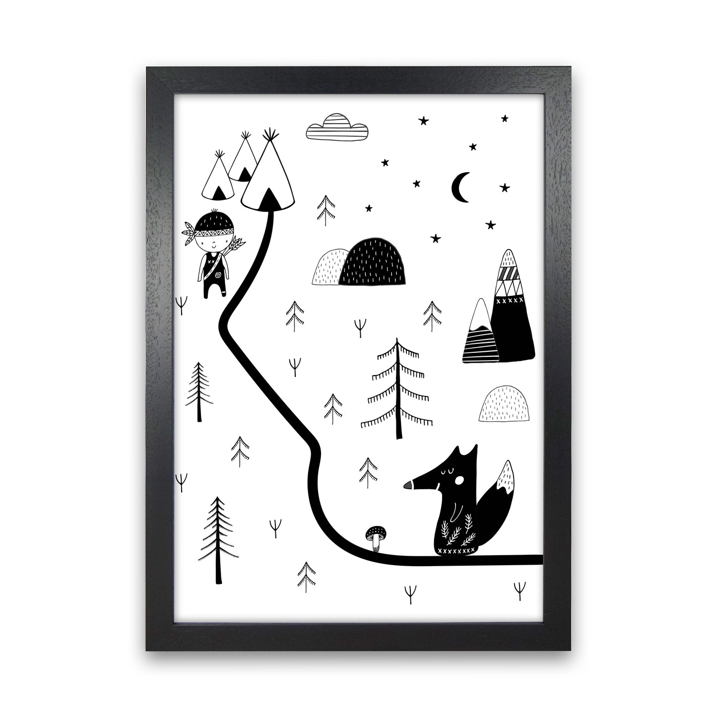 Little Explorer Winding Road Art Print by Pixy Paper Black Grain
