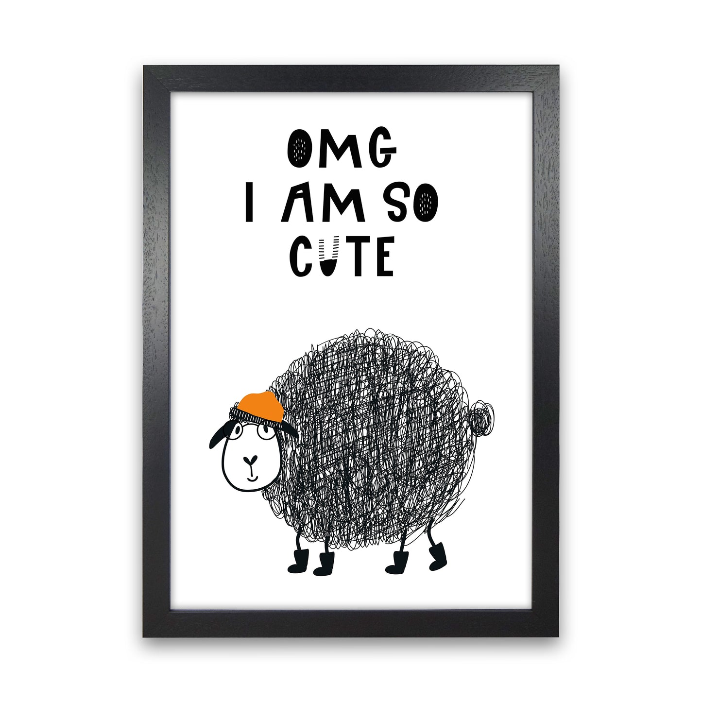 Omg I Am So Cute Animal Pop Art Print by Pixy Paper Black Grain