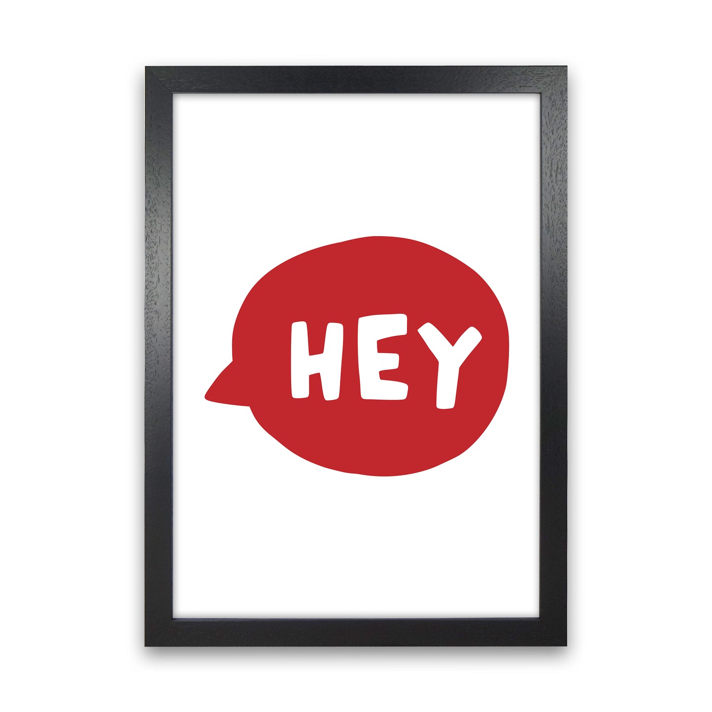 Hey Bubble Red Super Scandi Art Print by Pixy Paper Black Grain