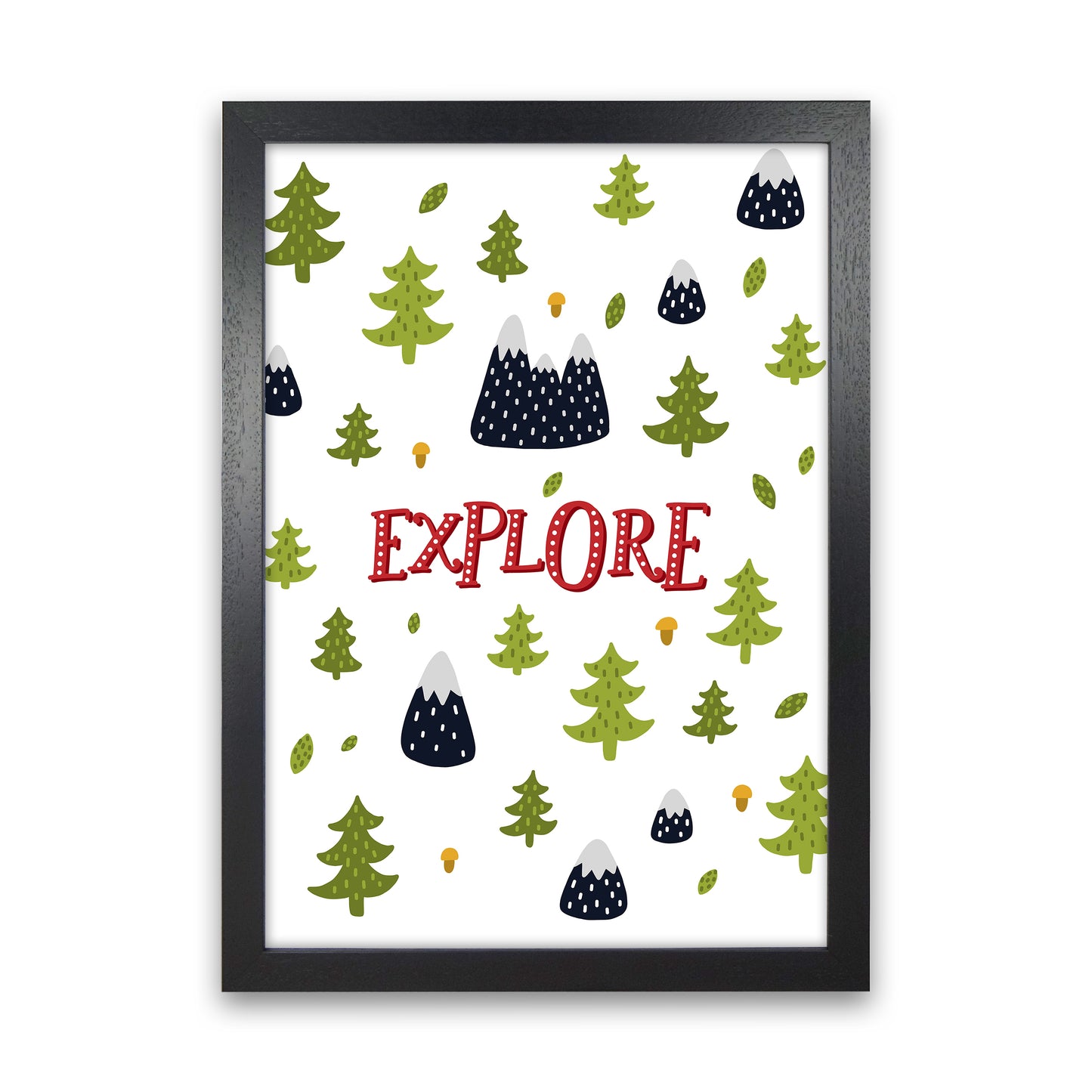 Little Explorer Trees Red Art Print by Pixy Paper Black Grain