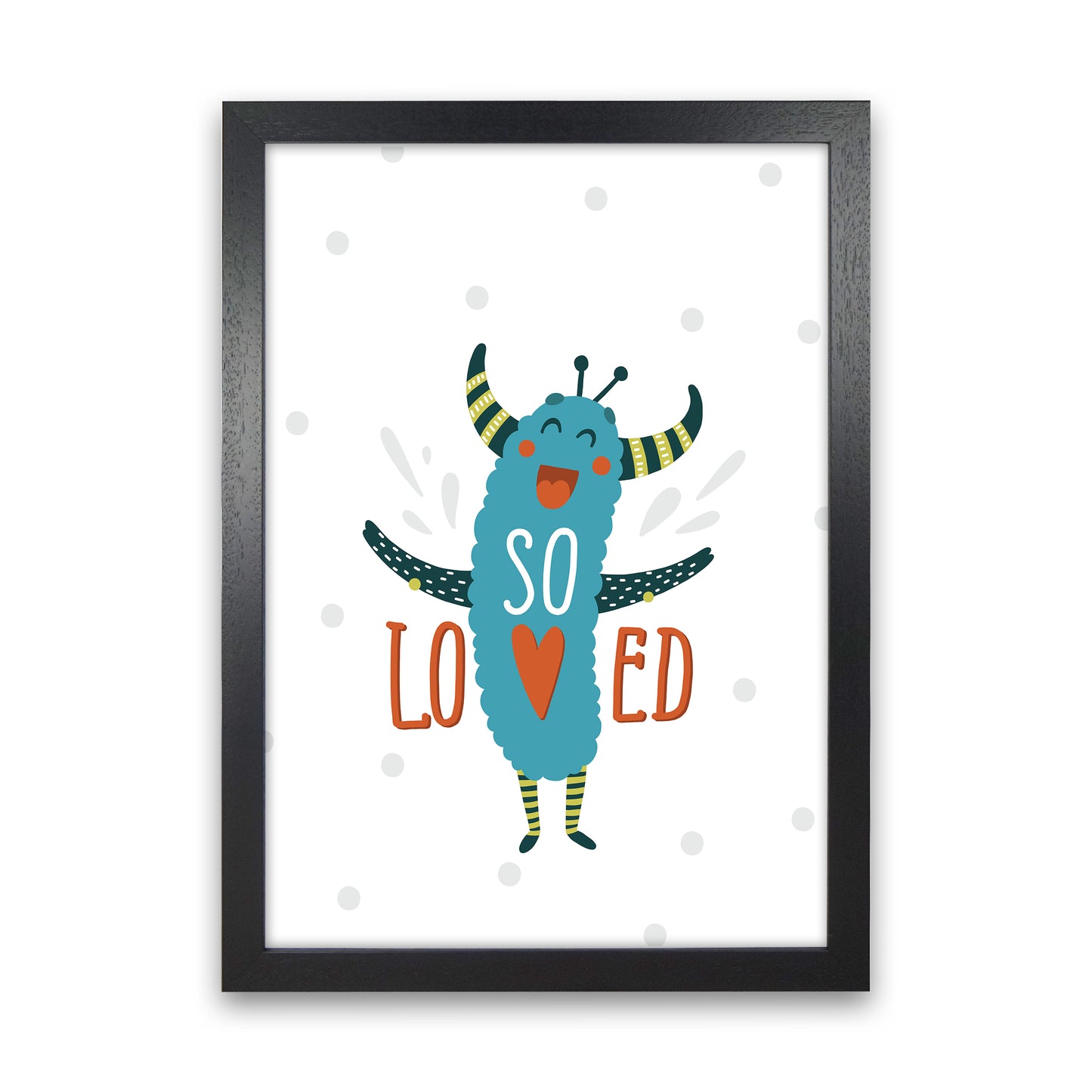 Little Monsters So Loved Art Print by Pixy Paper Black Grain