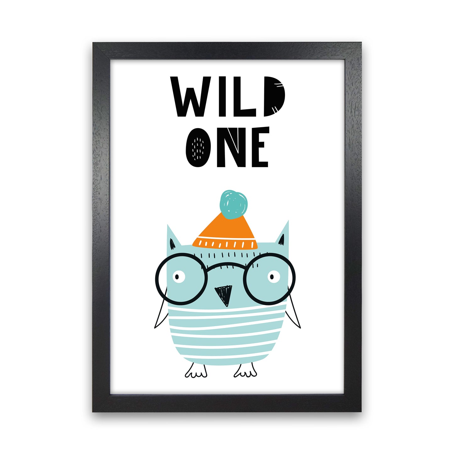 Wild One Owl Animal Pop Art Print by Pixy Paper Black Grain