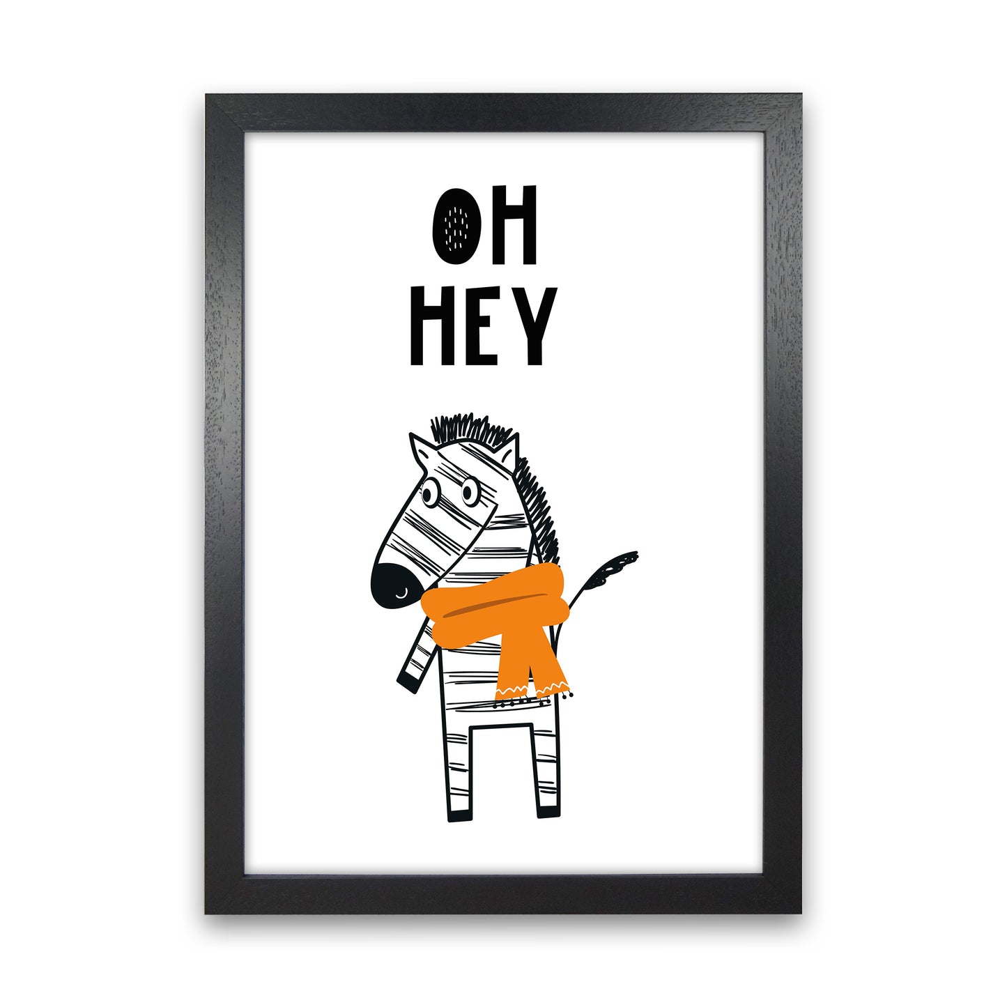 Oh Hey Zebra Animal Pop Art Print by Pixy Paper Black Grain