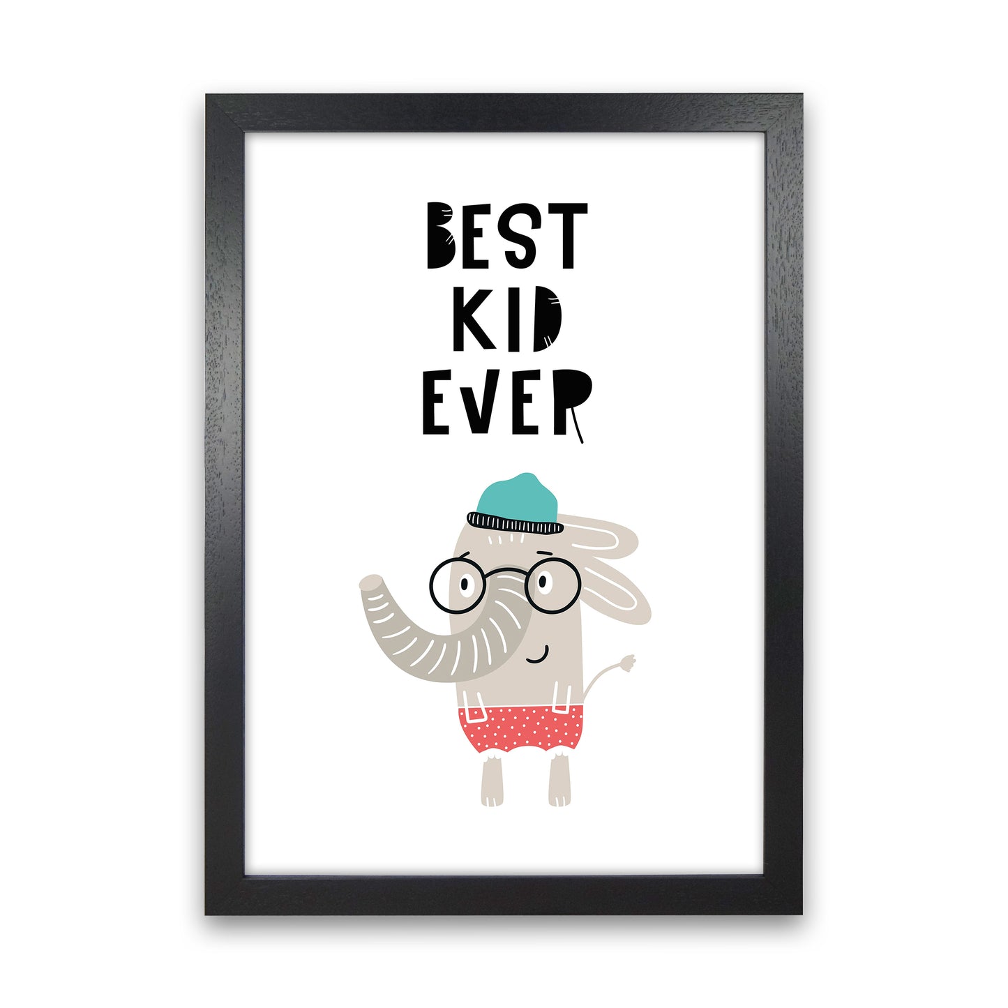 Best Kid Ever Animal Pop Art Print by Pixy Paper Black Grain