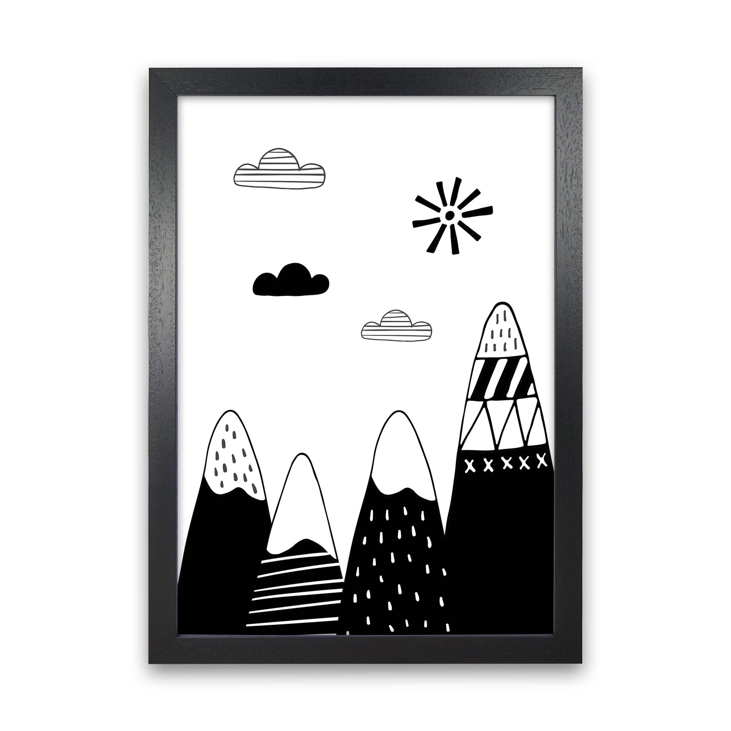 Scandinavian Mountains Art Print by Pixy Paper Black Grain