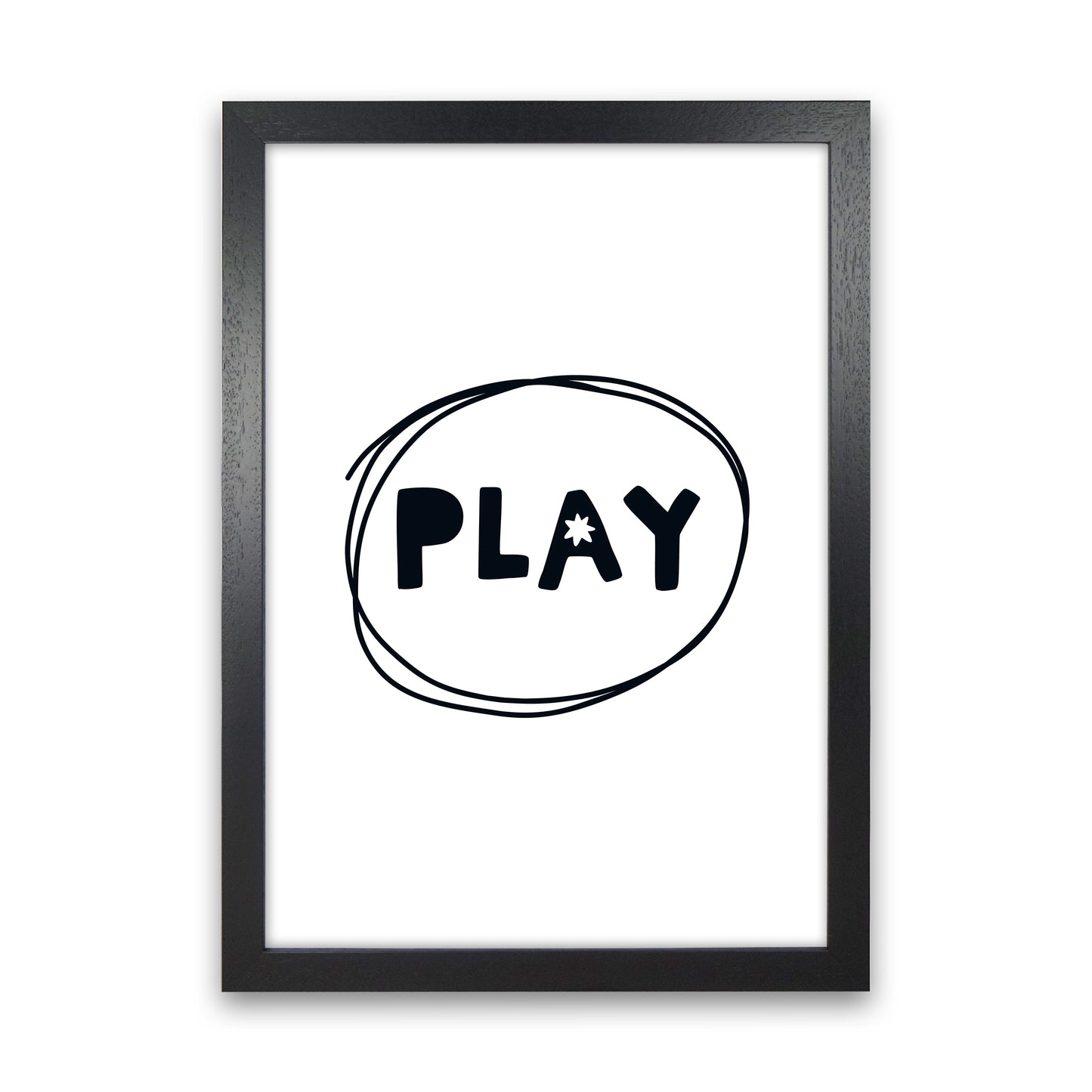 Play Super Scandi Black Art Print by Pixy Paper Black Grain