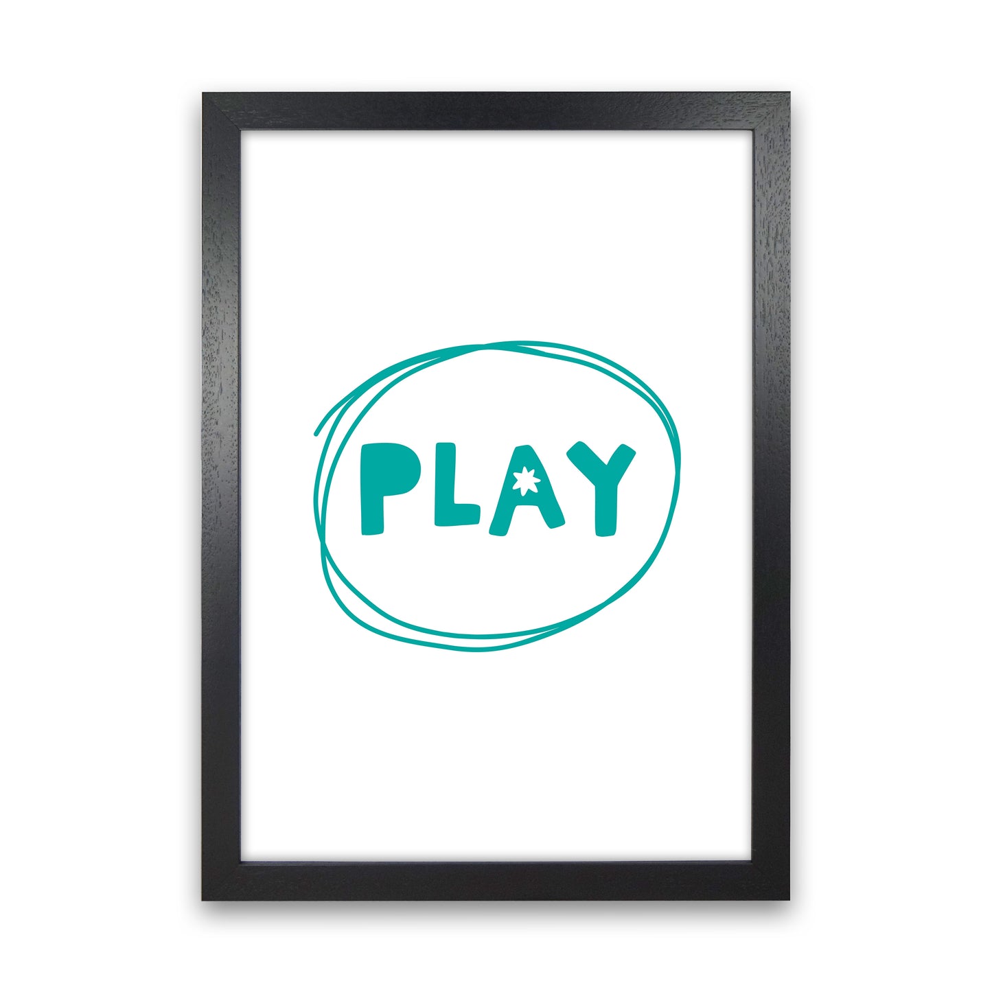 Play Teal Super Scandi Art Print by Pixy Paper Black Grain